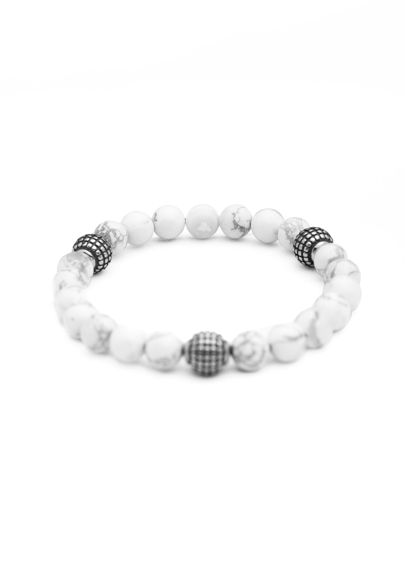 Beaded Elastic Bracelet - White