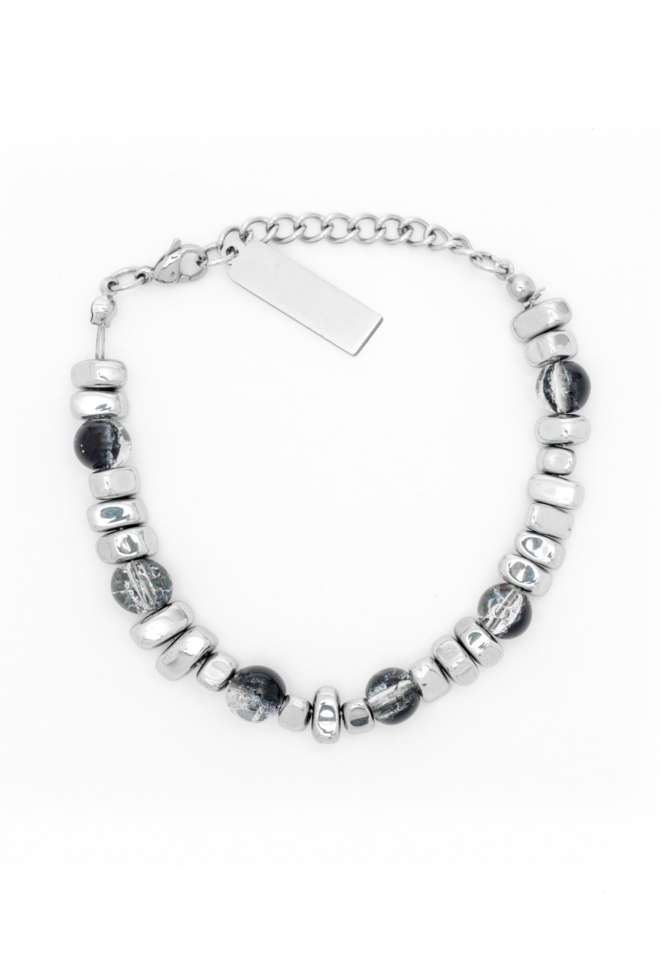 Beaded Inter Crystal Sphere Bracelet - Black