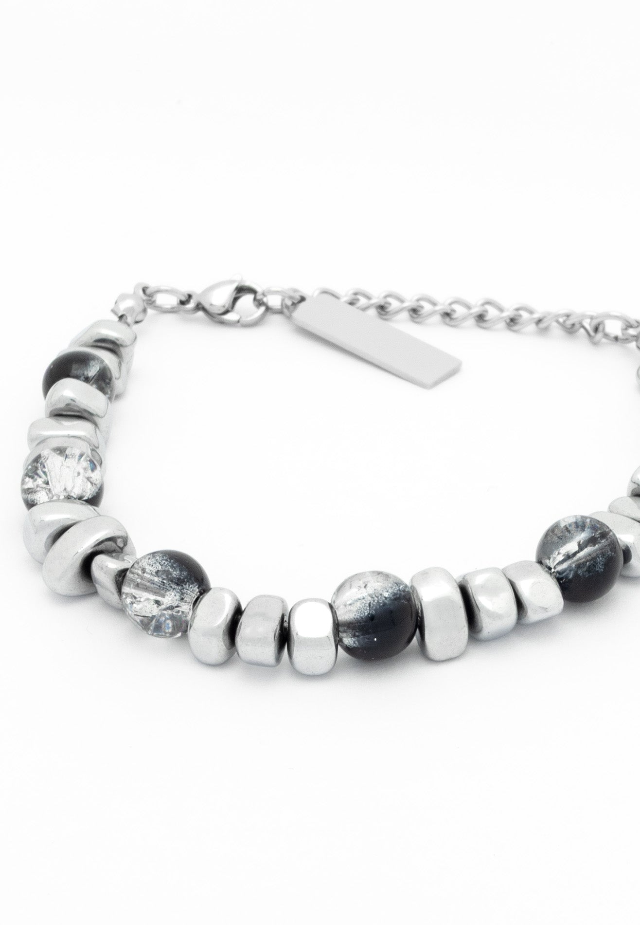 Beaded Inter Crystal Sphere Bracelet - Black