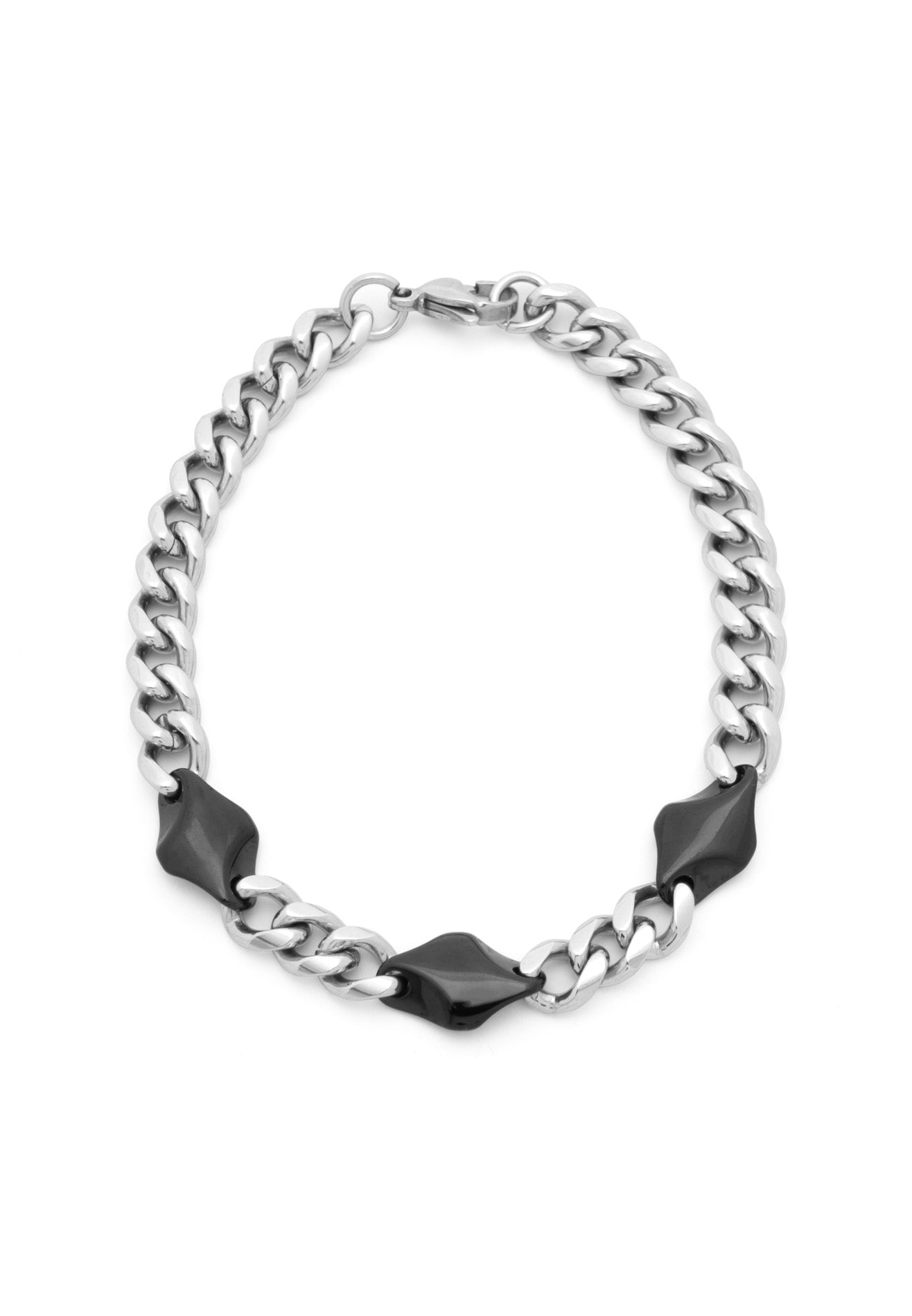 Curb Chain Link Black Plated Stainless Steel Bracelet