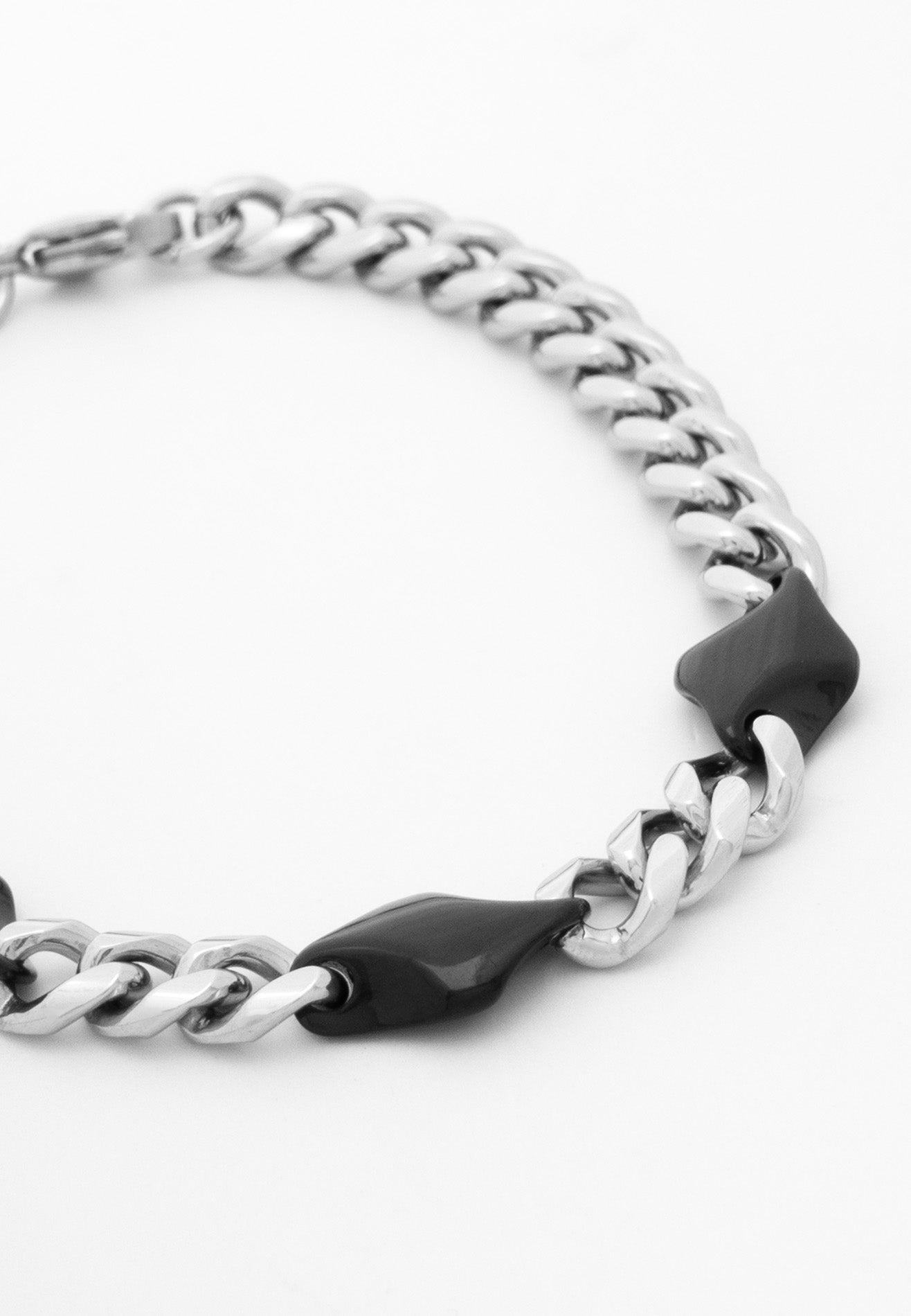 Curb Chain Link Black Plated Stainless Steel Bracelet