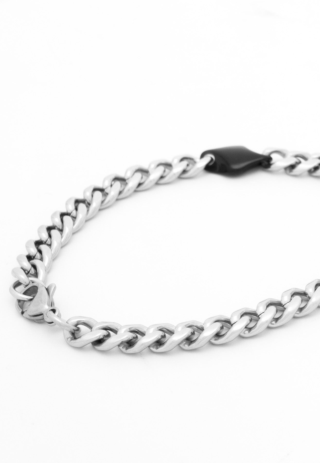 Curb Chain Link Black Plated Stainless Steel Bracelet