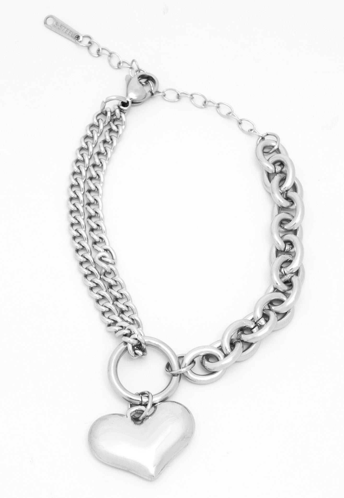Love Icon Mix Chain Stainless Steel Bracelet