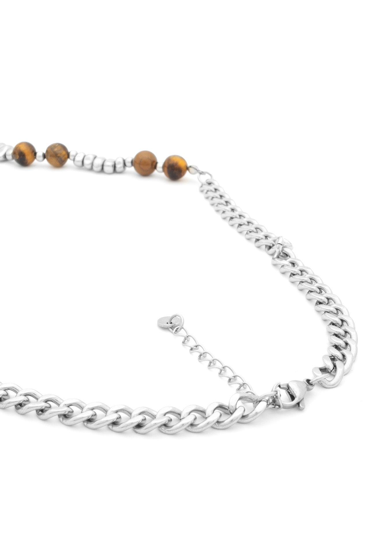 Interchain Brown Crystal Stainless Steel Necklace