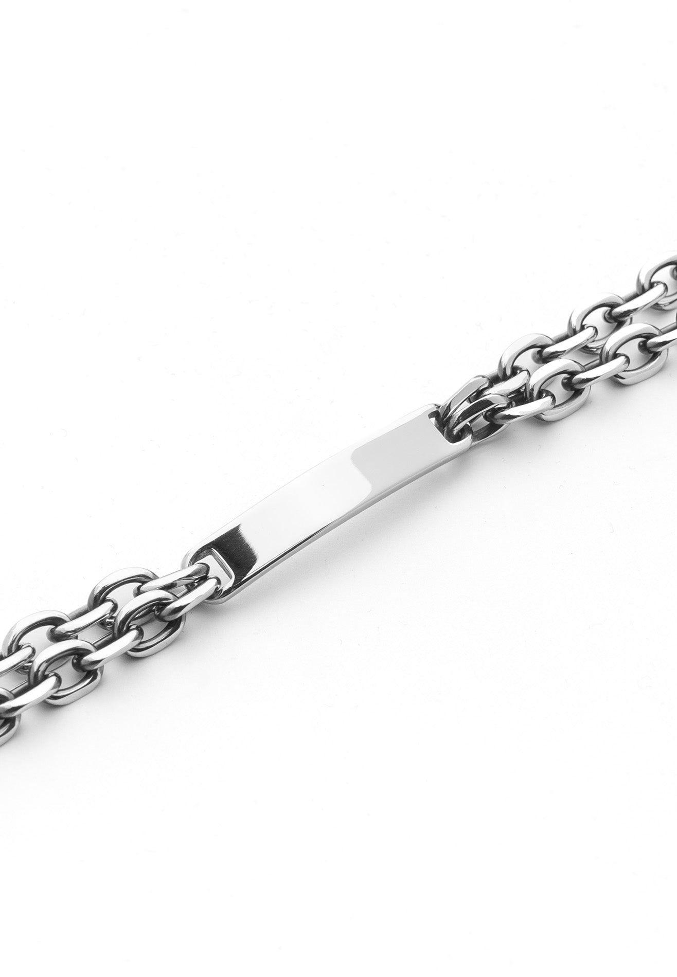 Curb Double Chain Plate Stainless Steel Bracelet