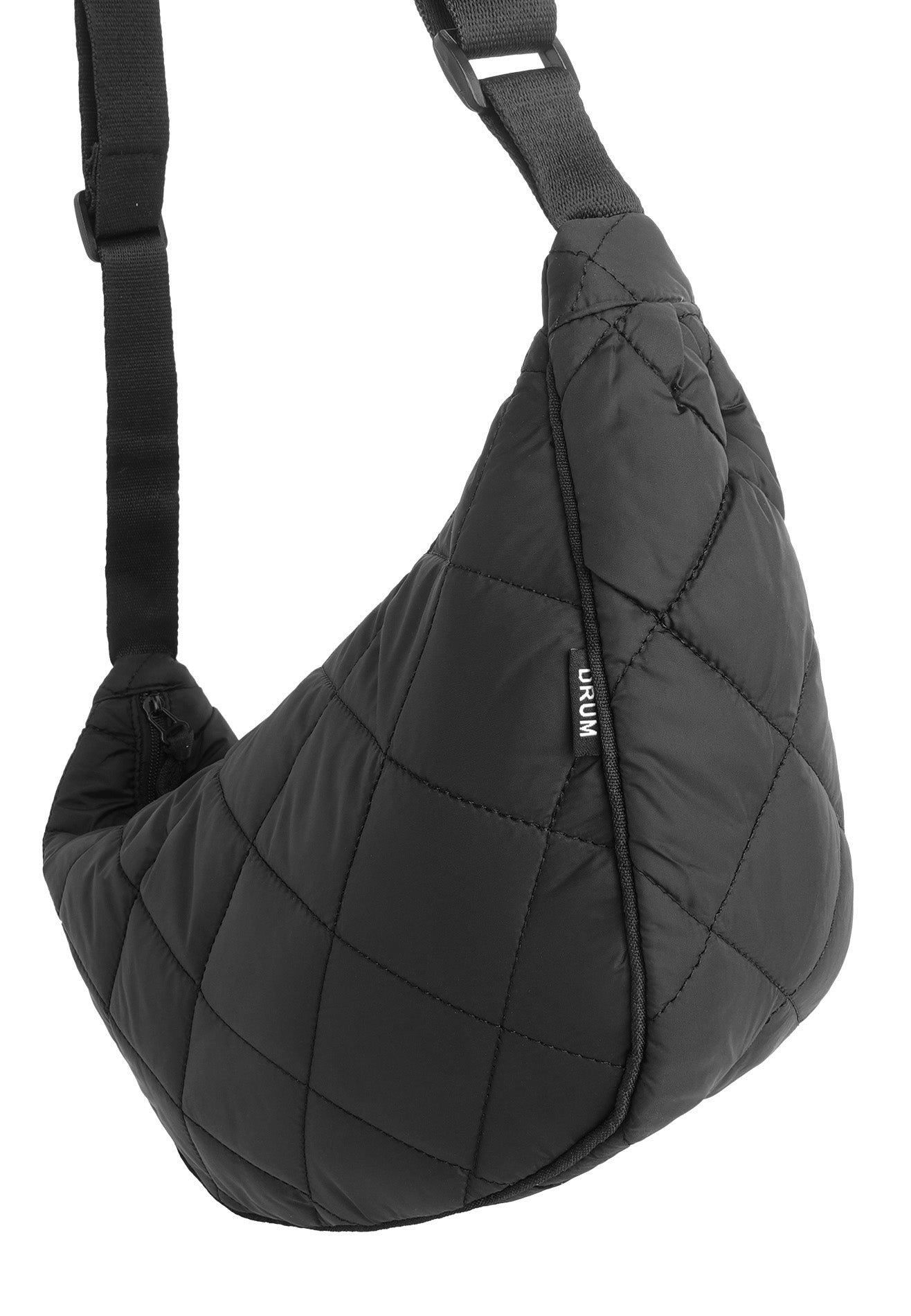 DRUM Puff Checked Shoulder Bag - Black