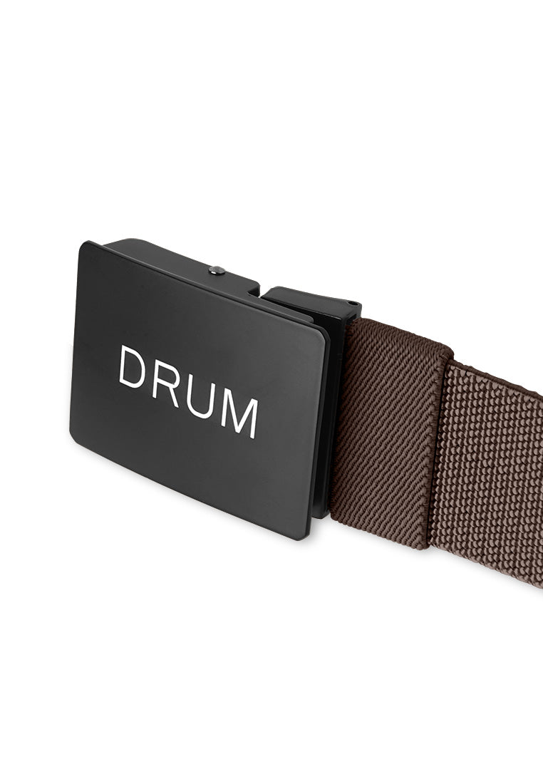 DRUM SELECT Plate Buckle Woven Belt- Brown