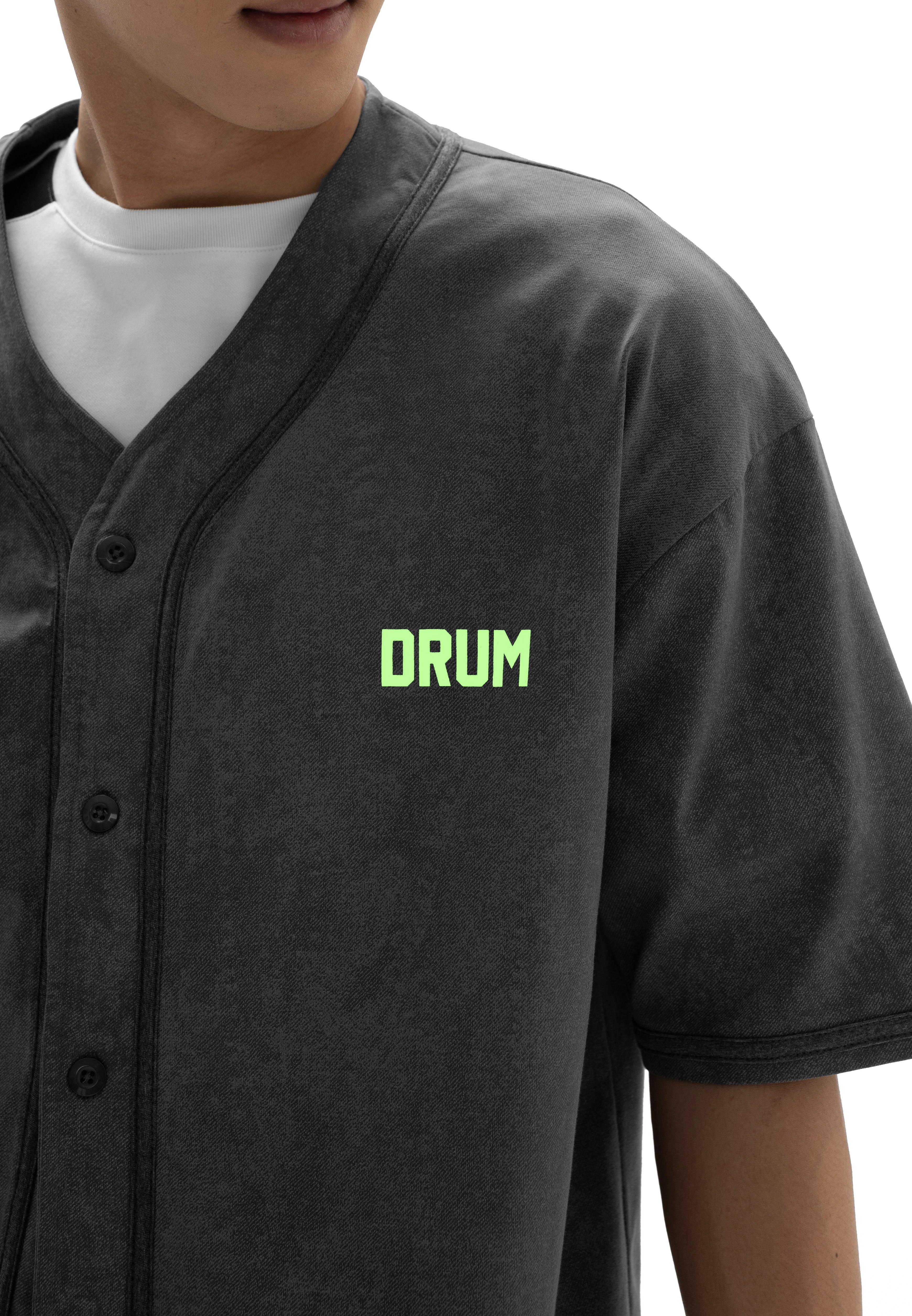 DRUM SELECT Glow in the Dark Baseball Shirt- Grey