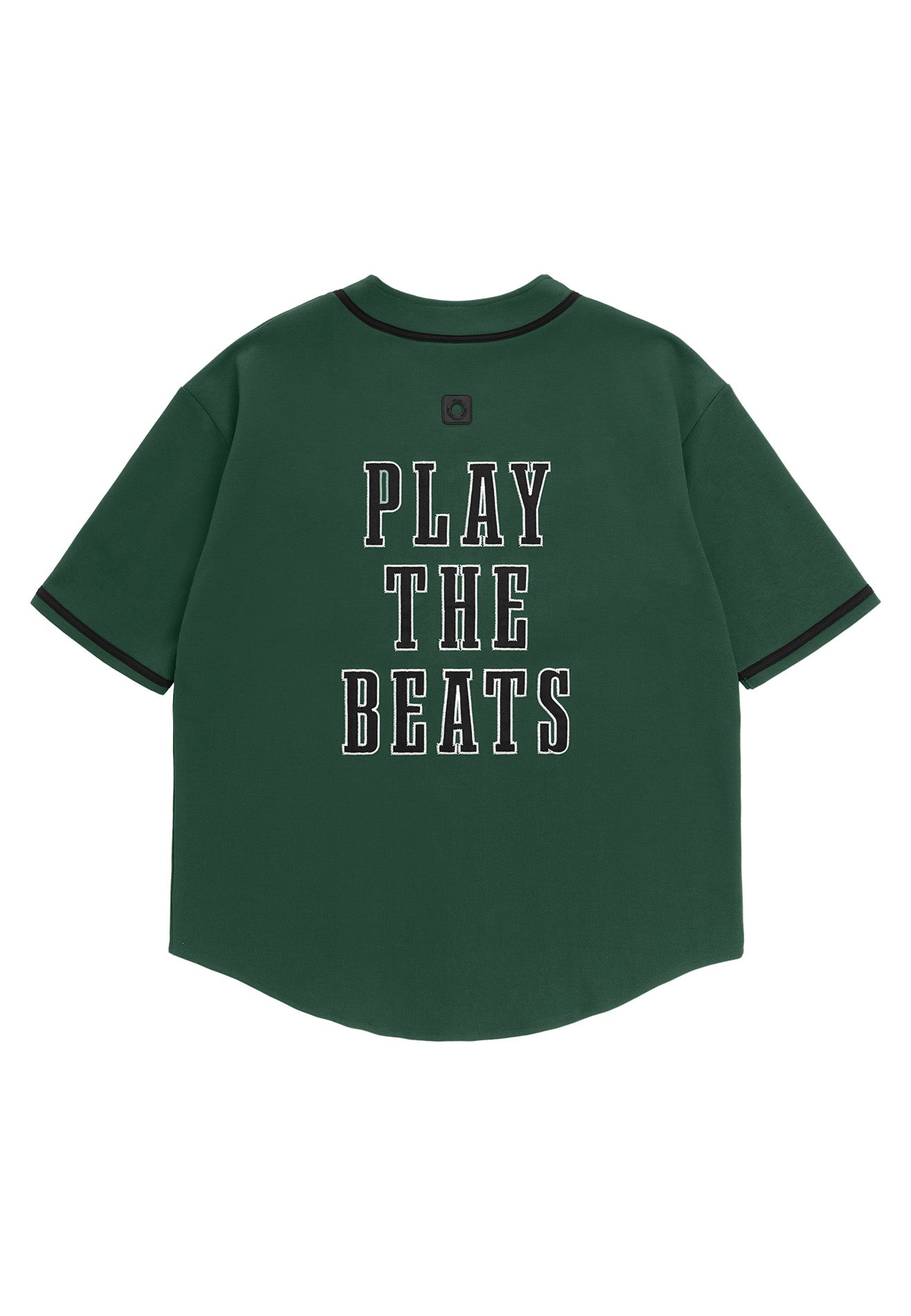 DRUM SELECT Studded PU Embroidery Baseball Shirt- Dark Green