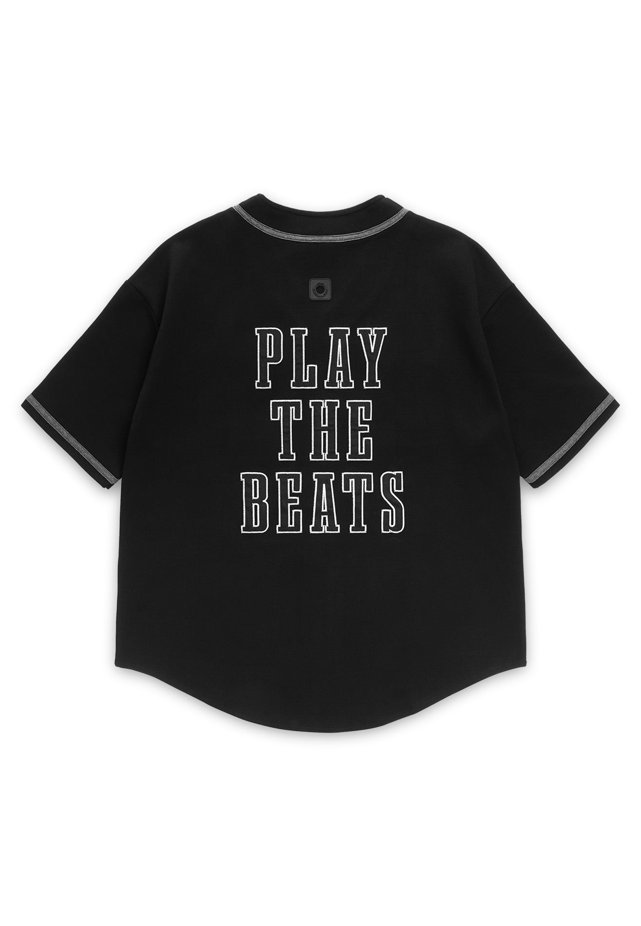 DRUM SELECT Studded PU Embroidery Baseball Shirt- Black