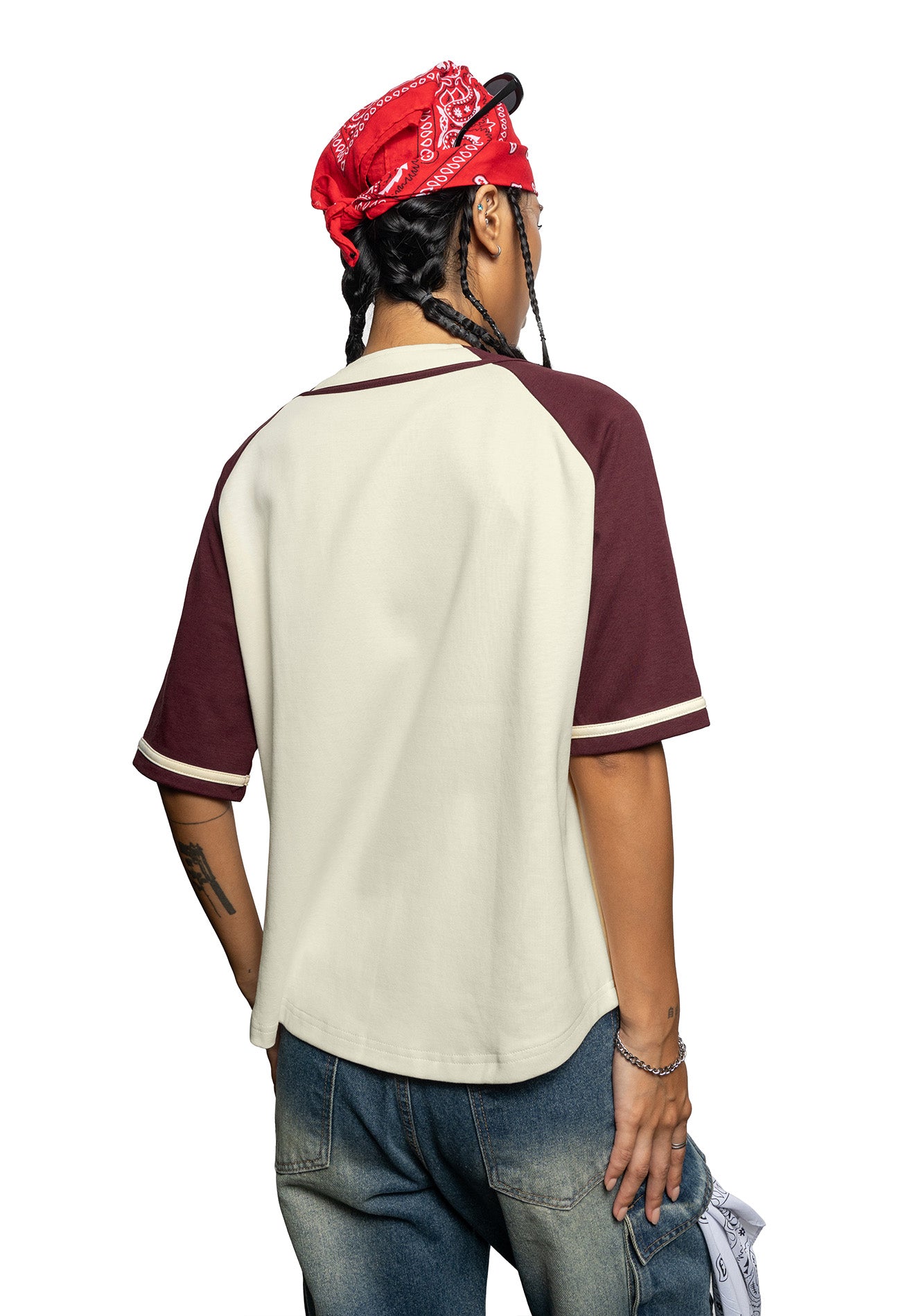 SELECT Women Logo Embroidery Baseball Shirt- Maroon