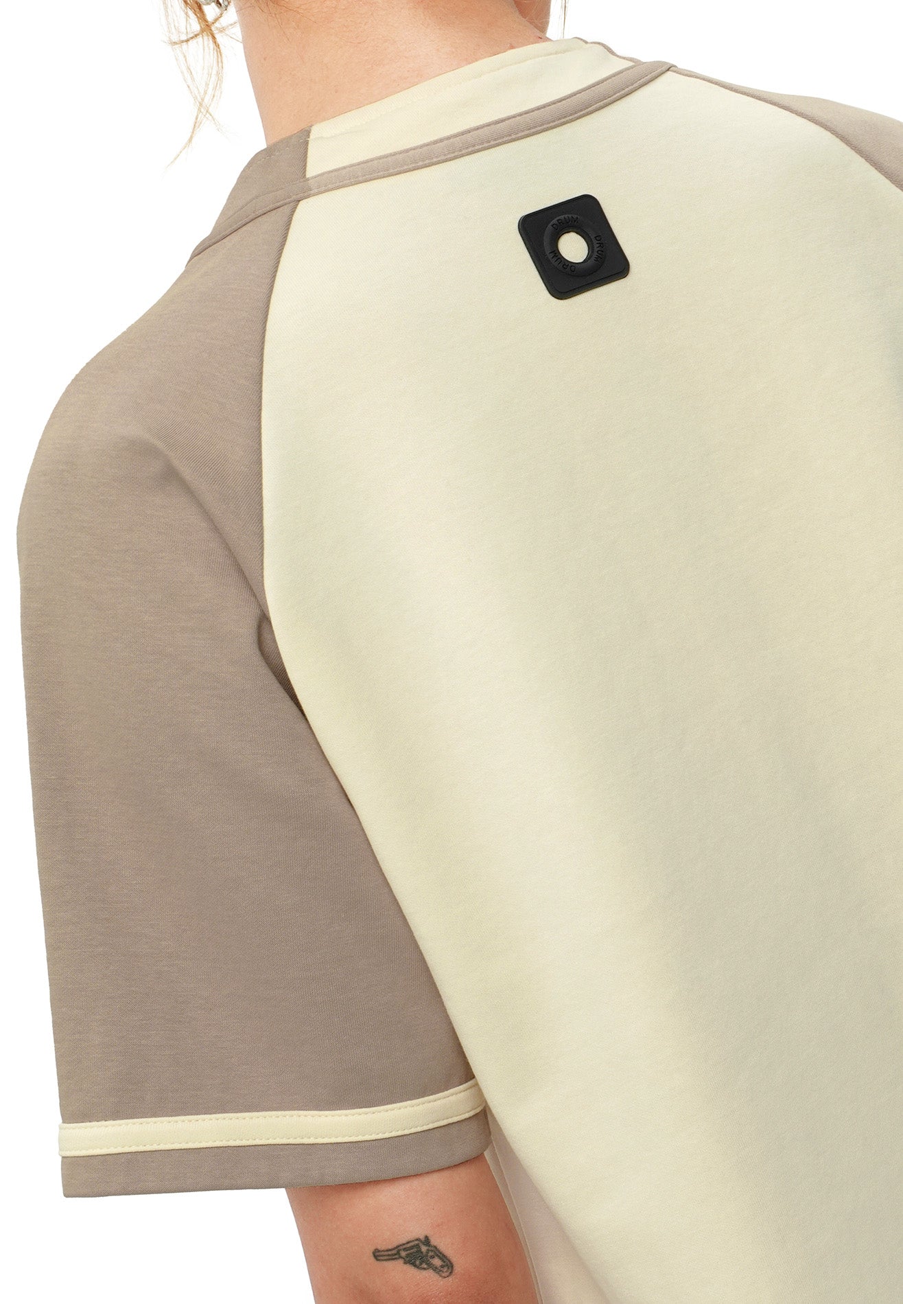 DRUM SELECT Women Applique Embroidery Baseball Shirt- Light Khaki