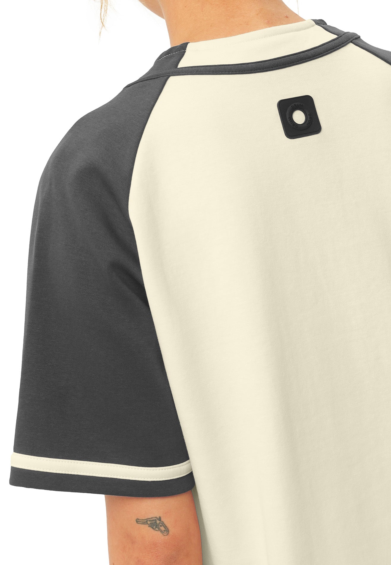 DRUM SELECT Women Applique Embroidery Baseball Shirt- Dark Grey