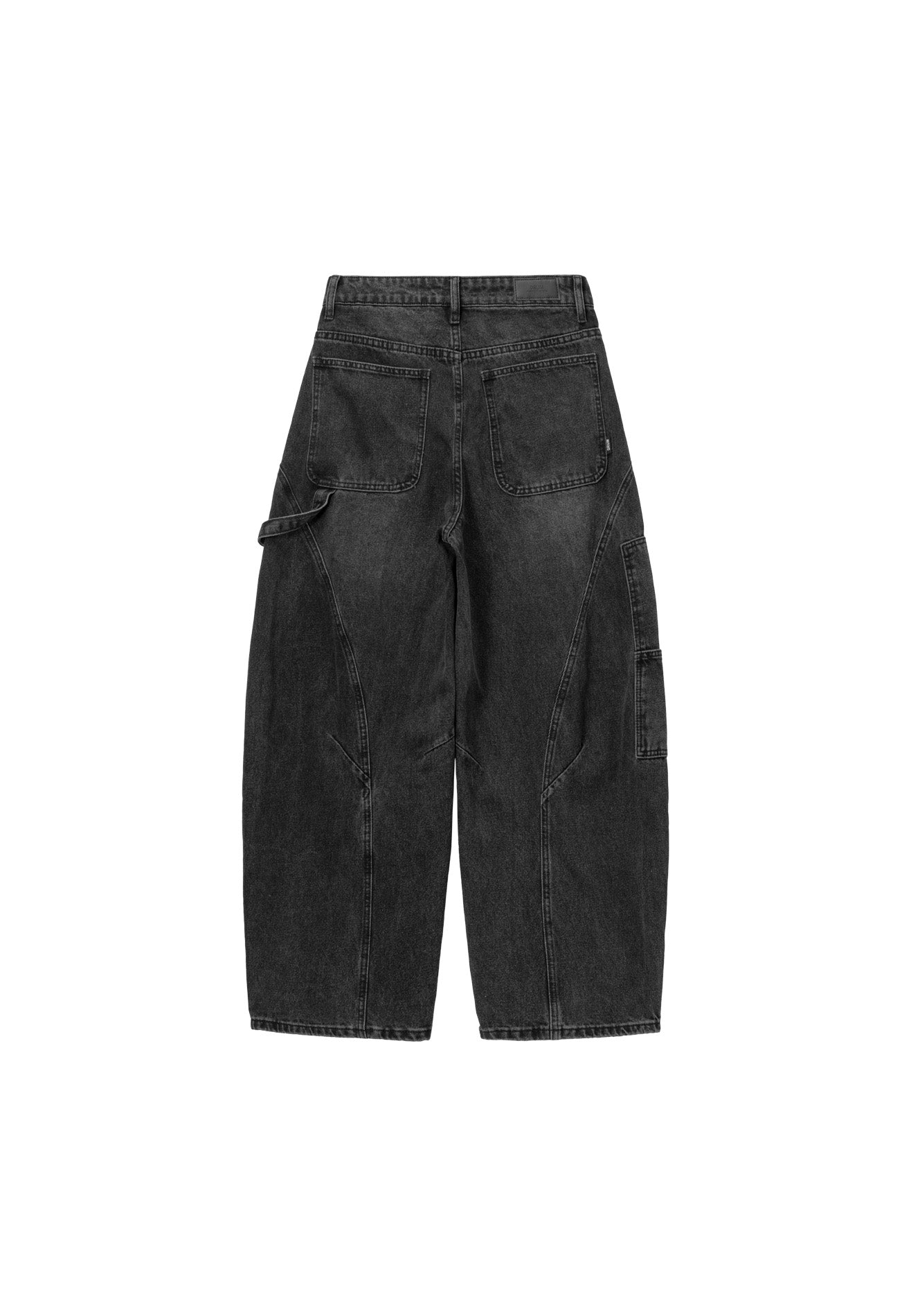 DRUM S. Barrel Style Washed Cargo Jeans- Black