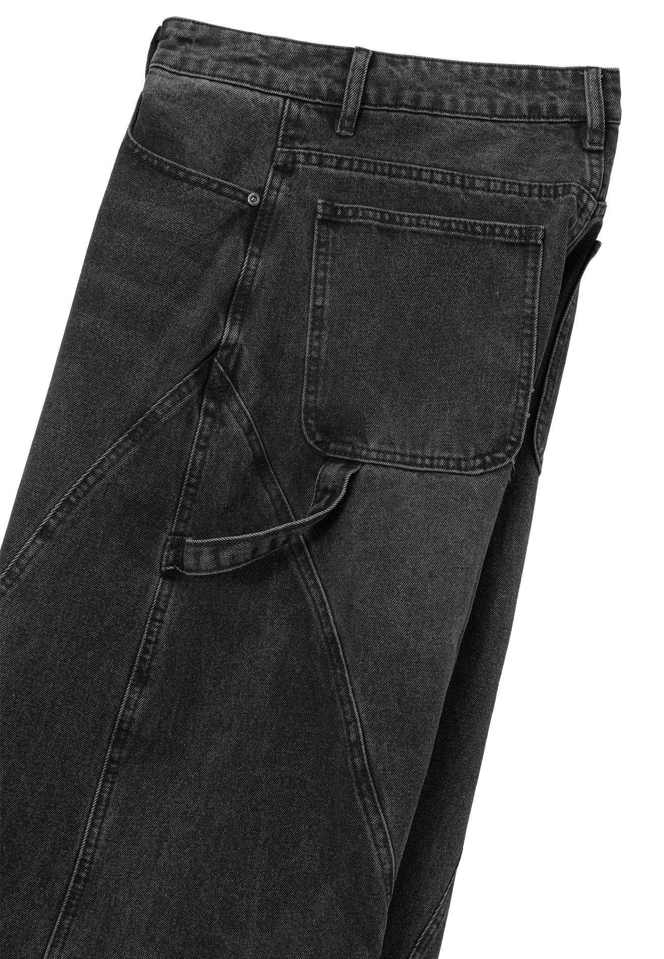 DRUM S. Barrel Style Washed Cargo Jeans- Black