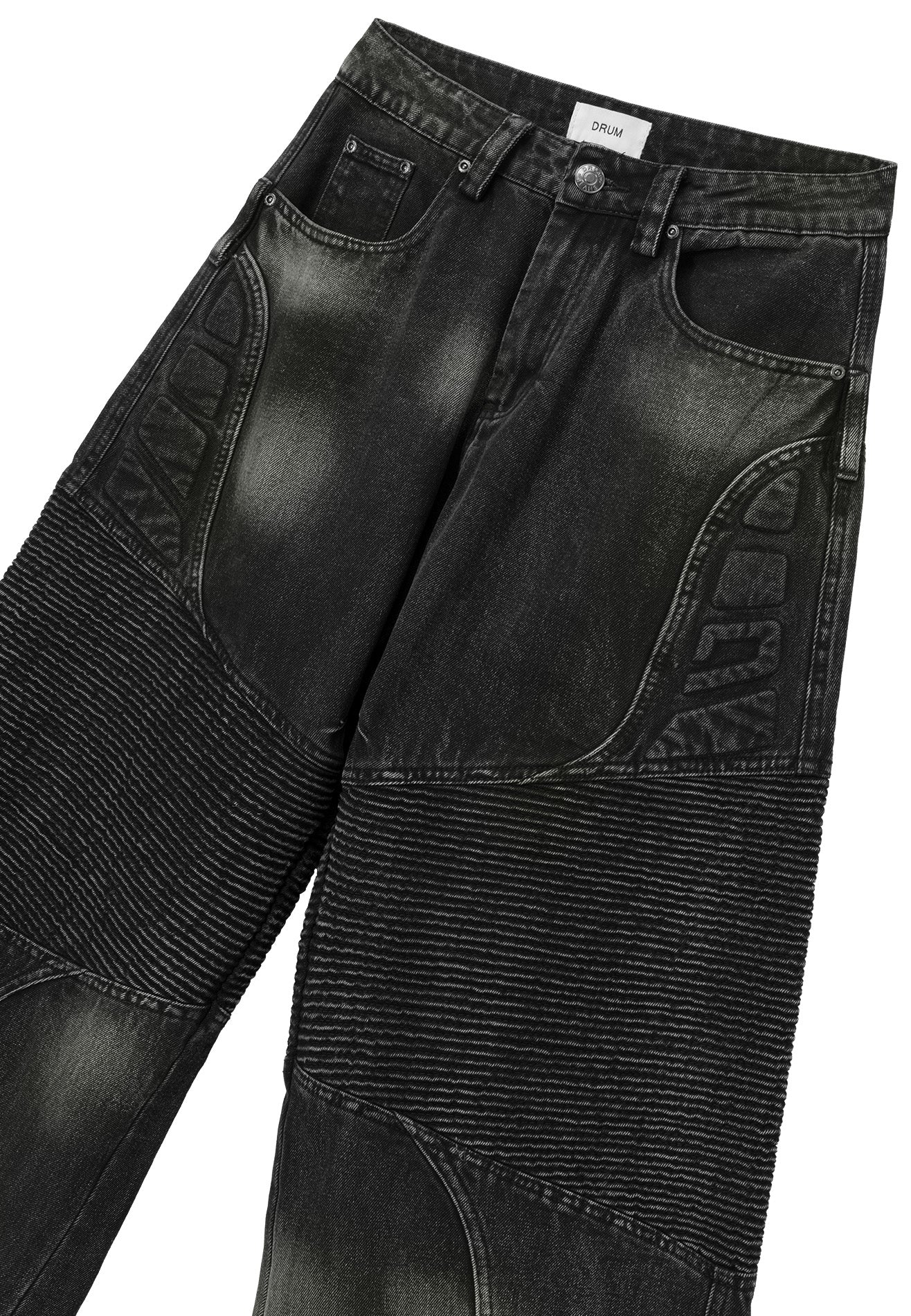 DRUM S. Vintage Washed Cargo Jeans- Black