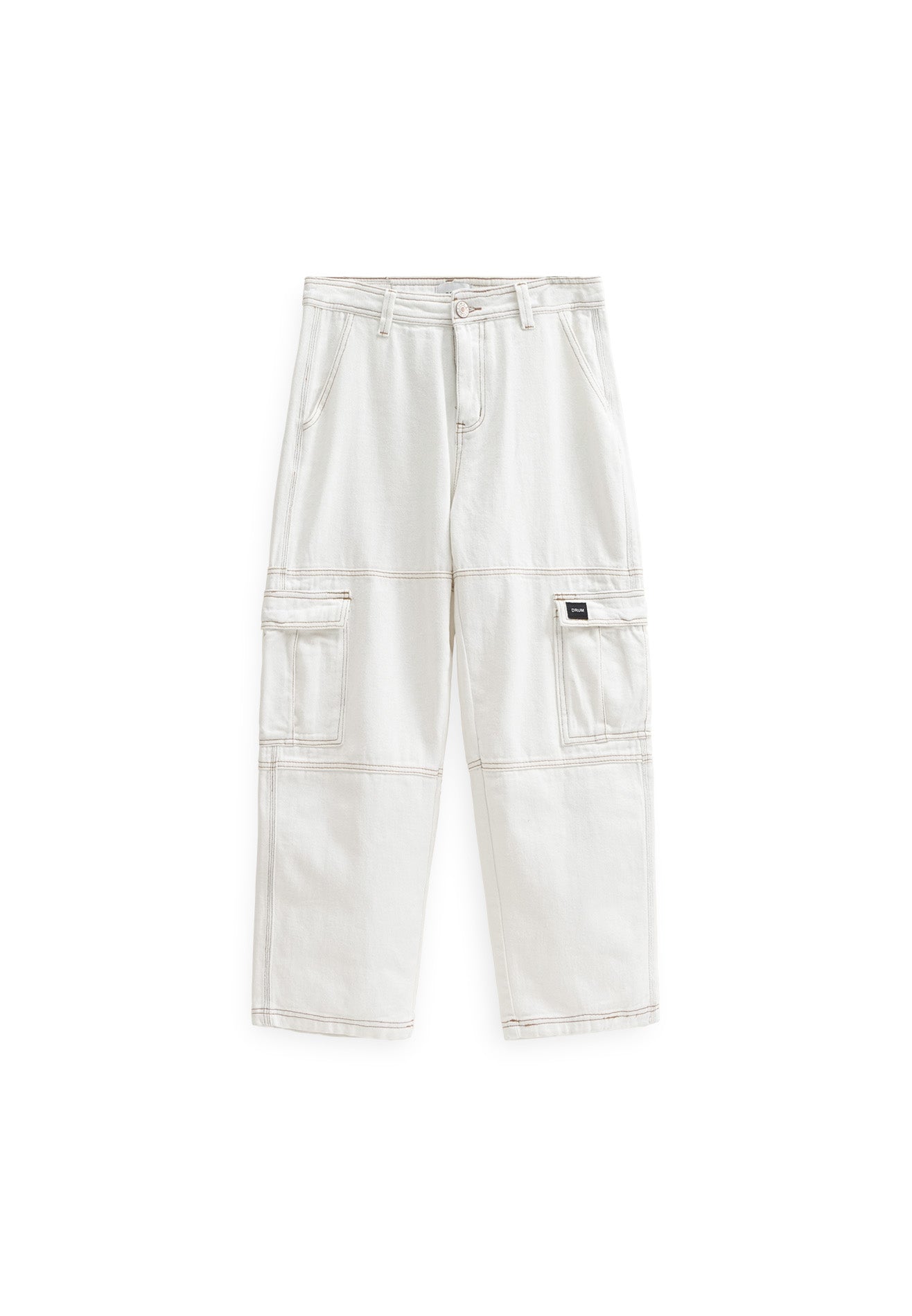 DRUM SELECT 2 Pockets Detailed Straight Cut Cargo- White
