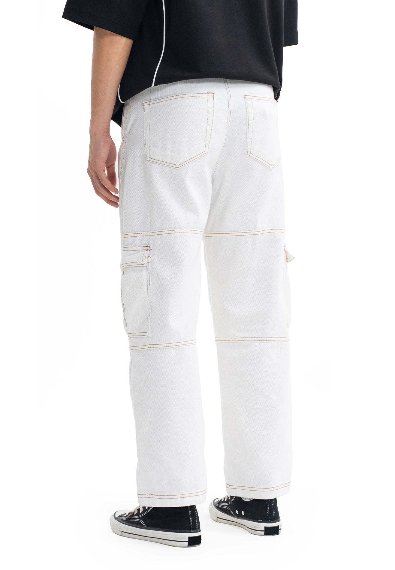 DRUM SELECT 2 Pockets Detailed Straight Cut Cargo- White