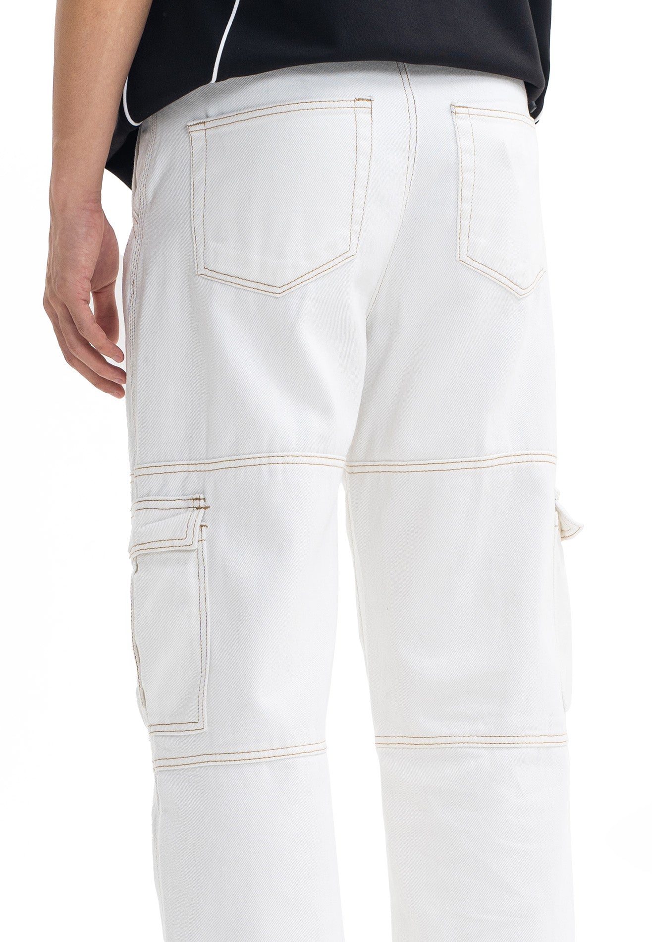 DRUM SELECT 2 Pockets Detailed Straight Cut Cargo- White