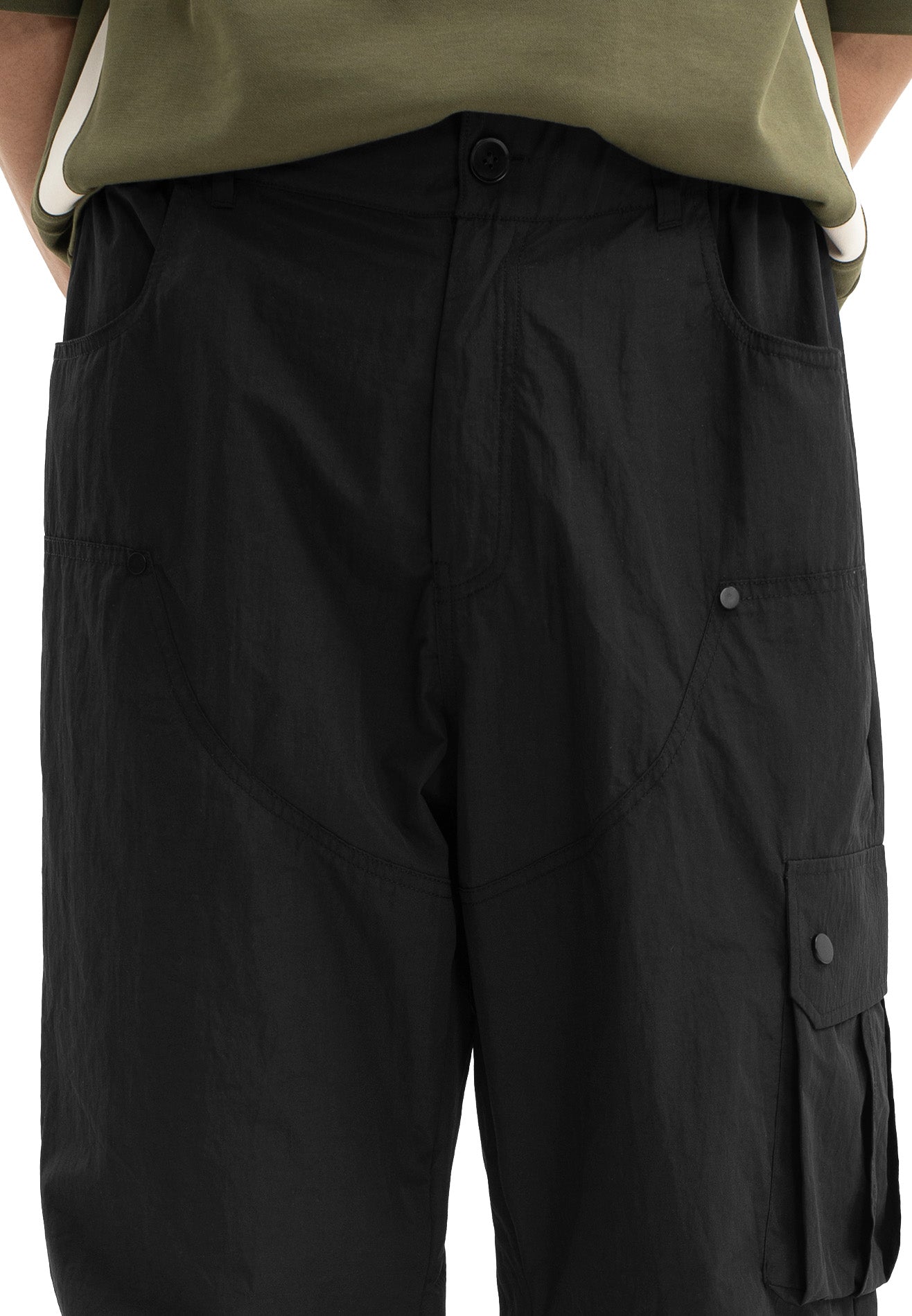 DRUM SELECT Parachute Cargo Pants- Black