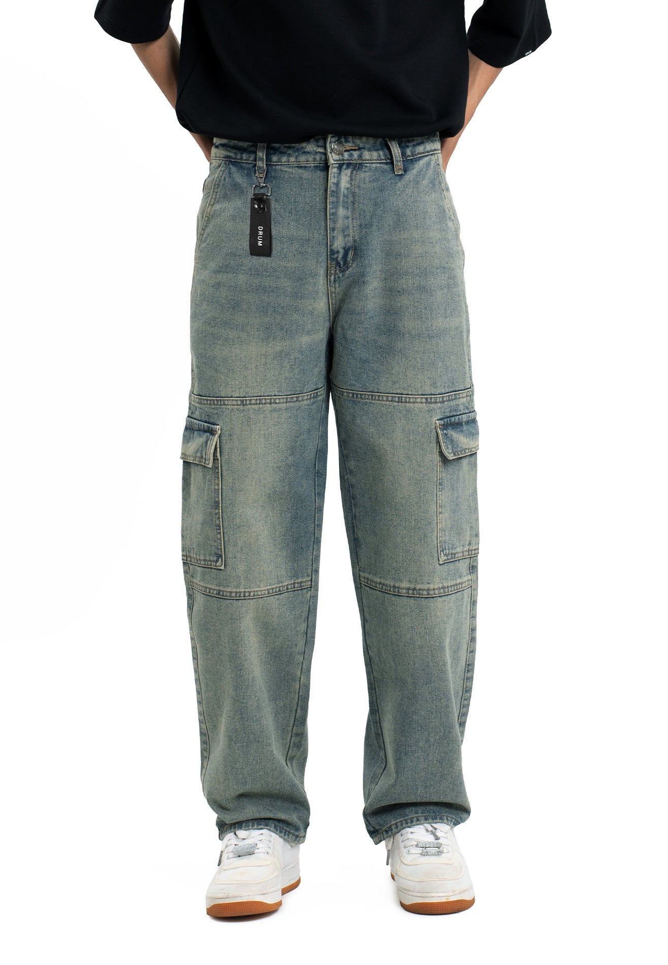 SELECT 2 Side Pockets Detailed Straight Cut Cargo- Blue