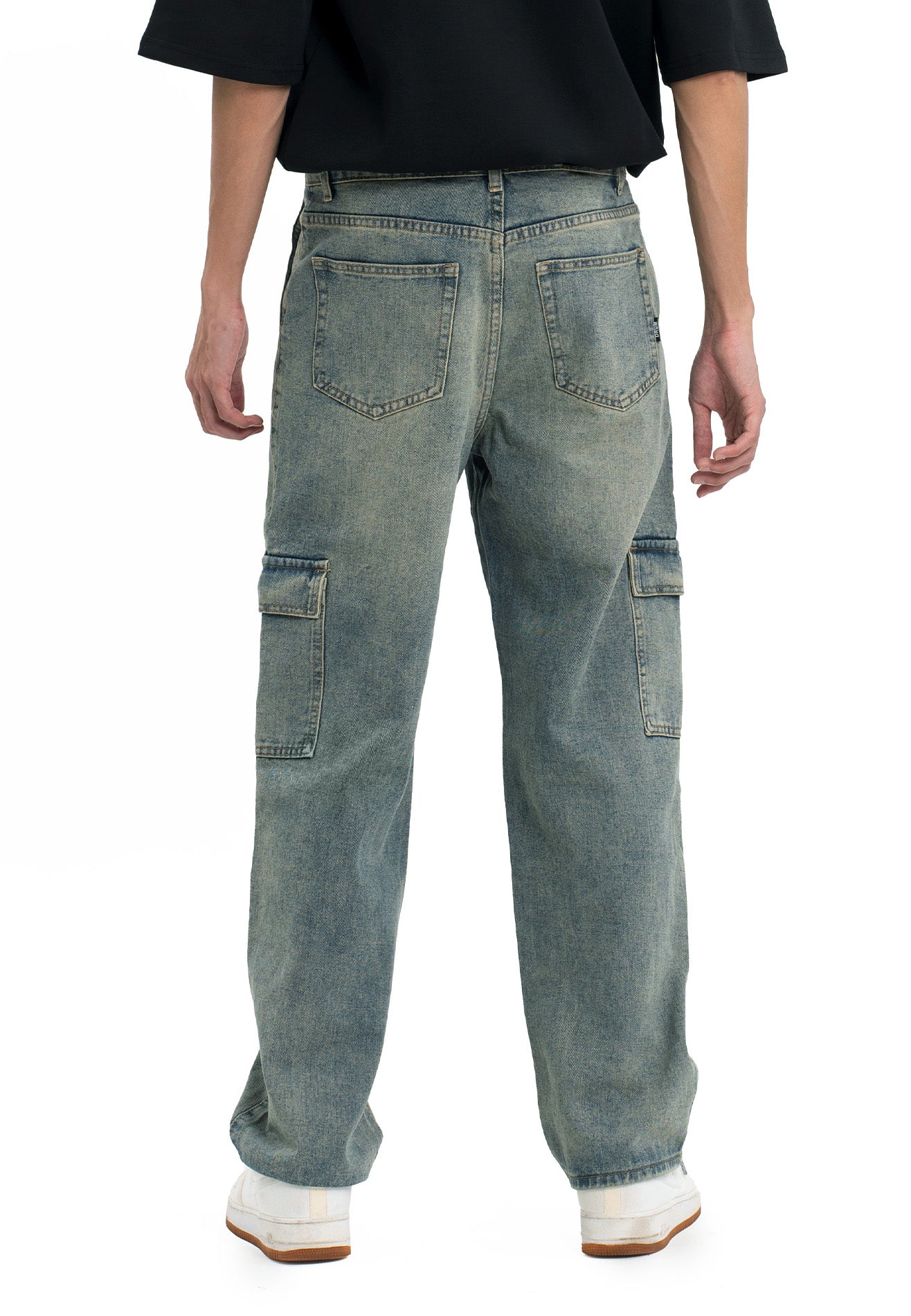 SELECT 2 Side Pockets Detailed Straight Cut Cargo- Blue