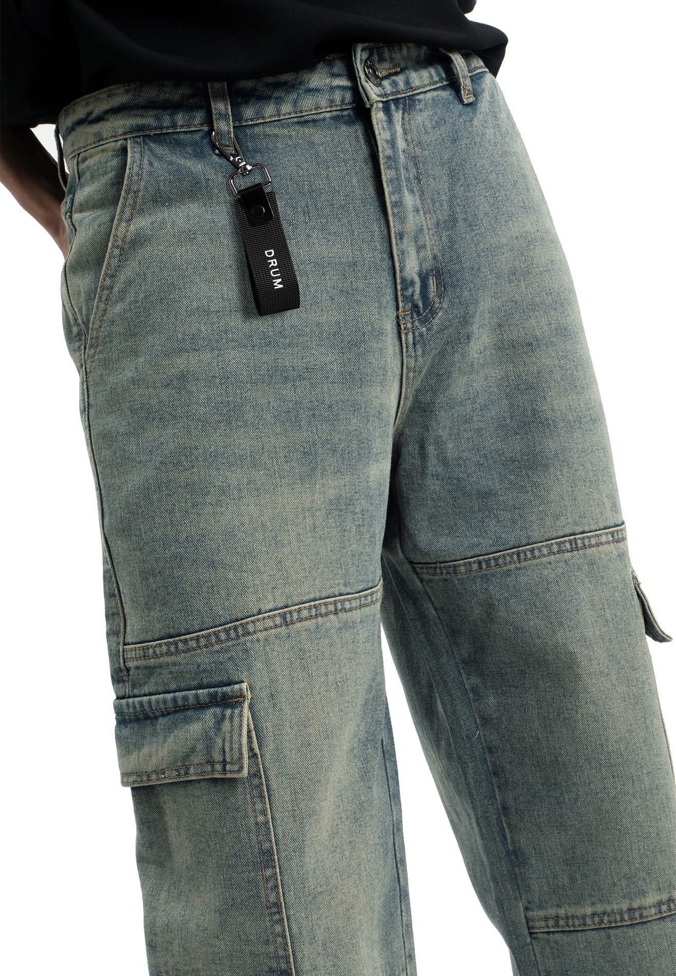 SELECT 2 Side Pockets Detailed Straight Cut Cargo- Blue