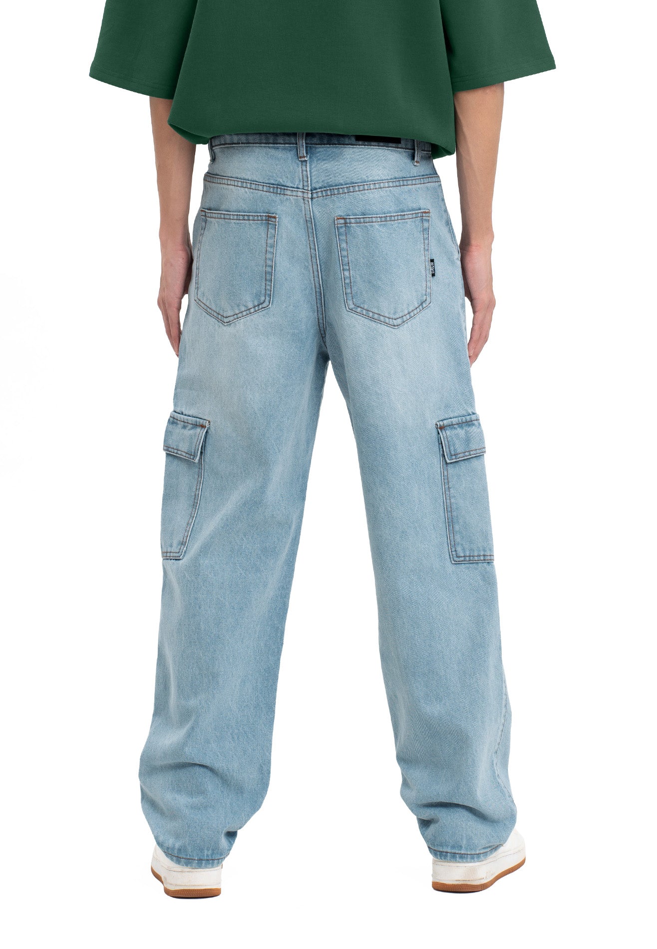 SELECT 2 Side Pockets Detailed Straight Cut Cargo- Light Blue