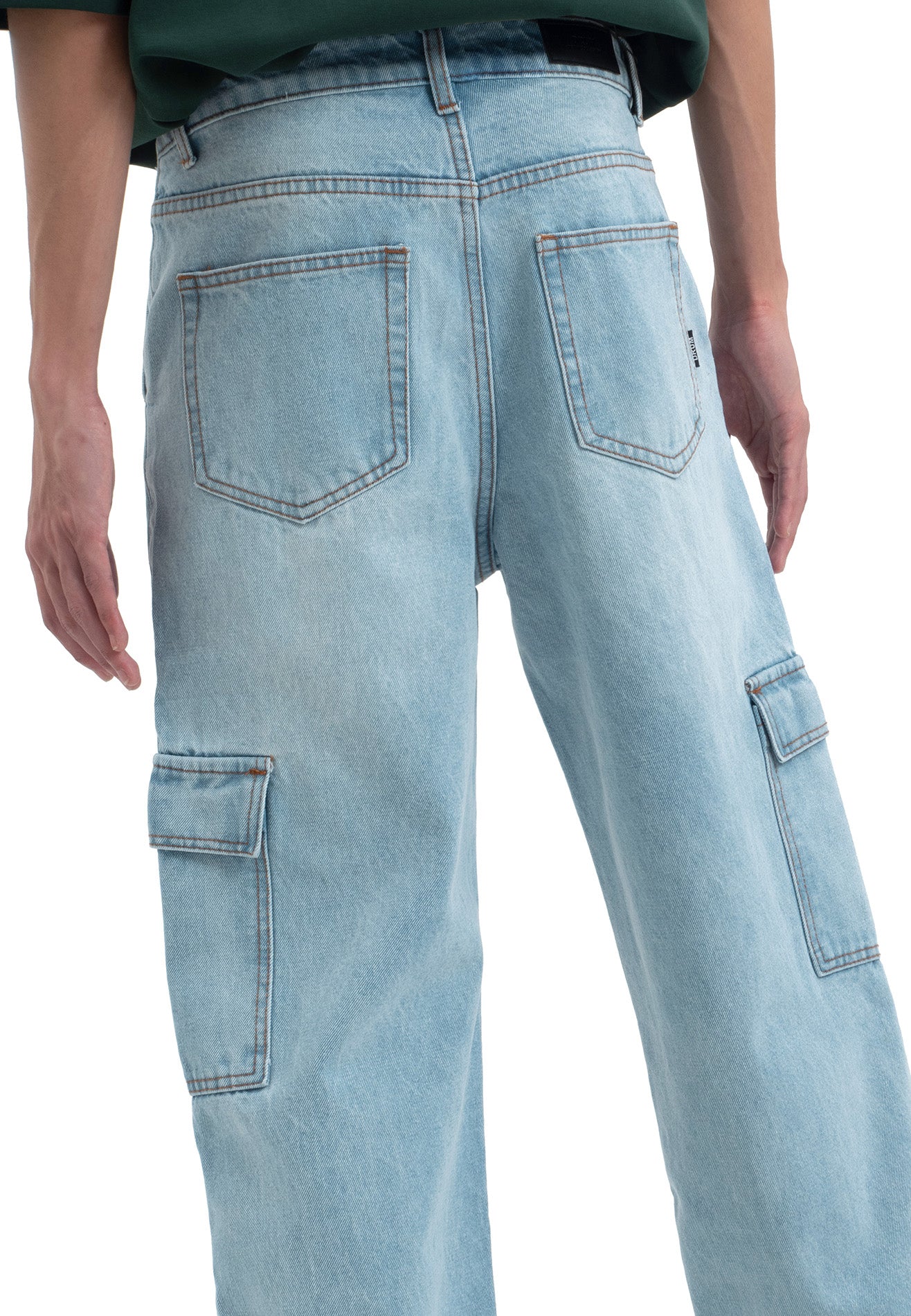 SELECT 2 Side Pockets Detailed Straight Cut Cargo- Light Blue