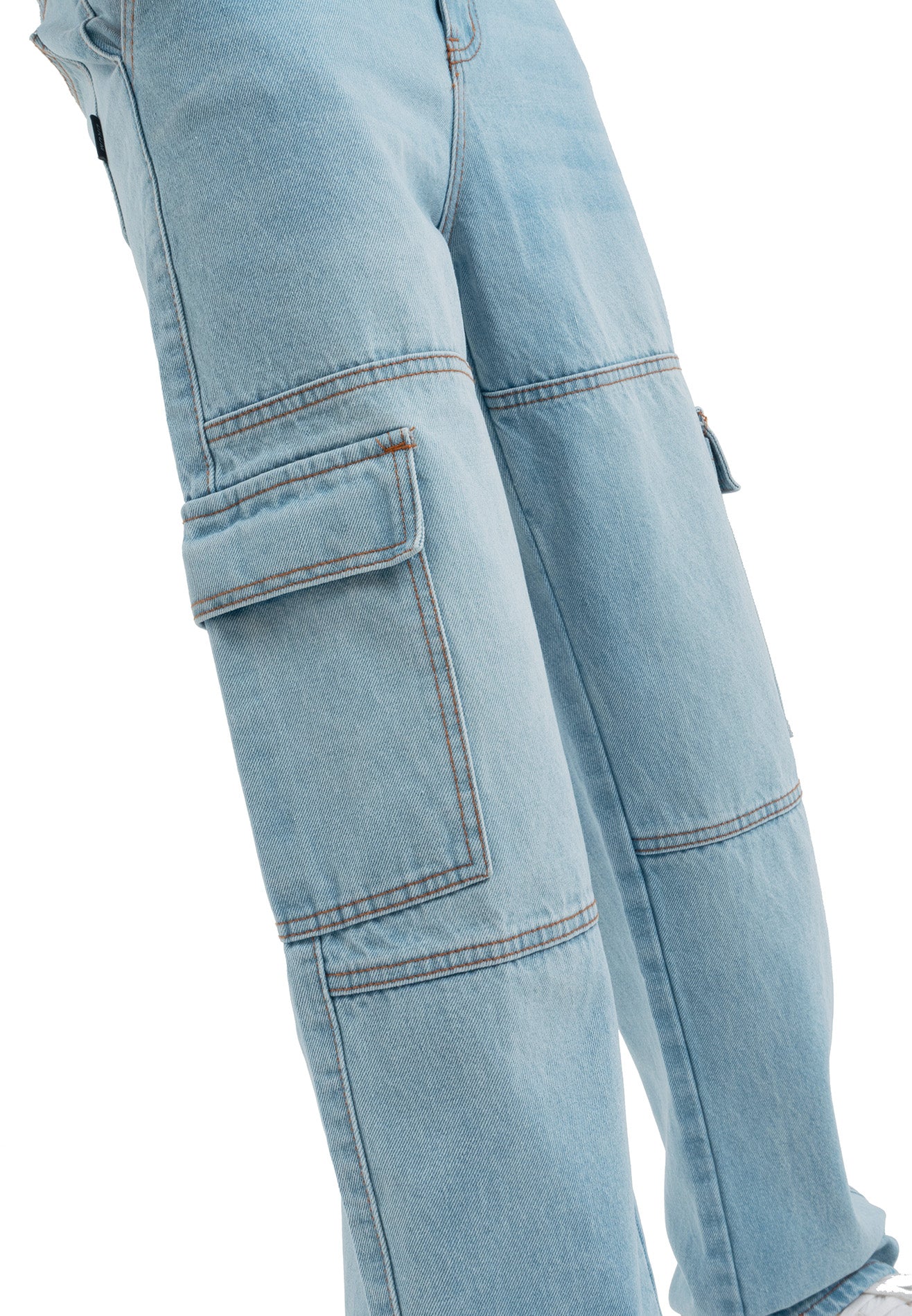 SELECT 2 Side Pockets Detailed Straight Cut Cargo- Light Blue