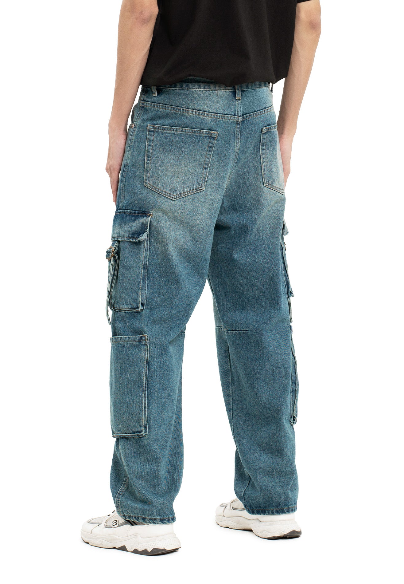 SELECT 4 Side Pockets Detailed Straight Cut Cargo- Blue