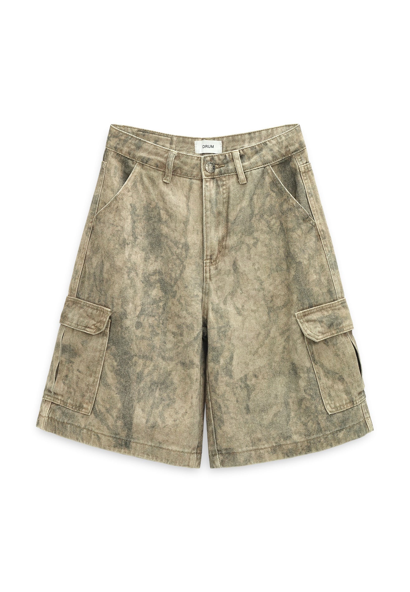 DRUM SELECT Digital Print Cargo Jorts- Khaki