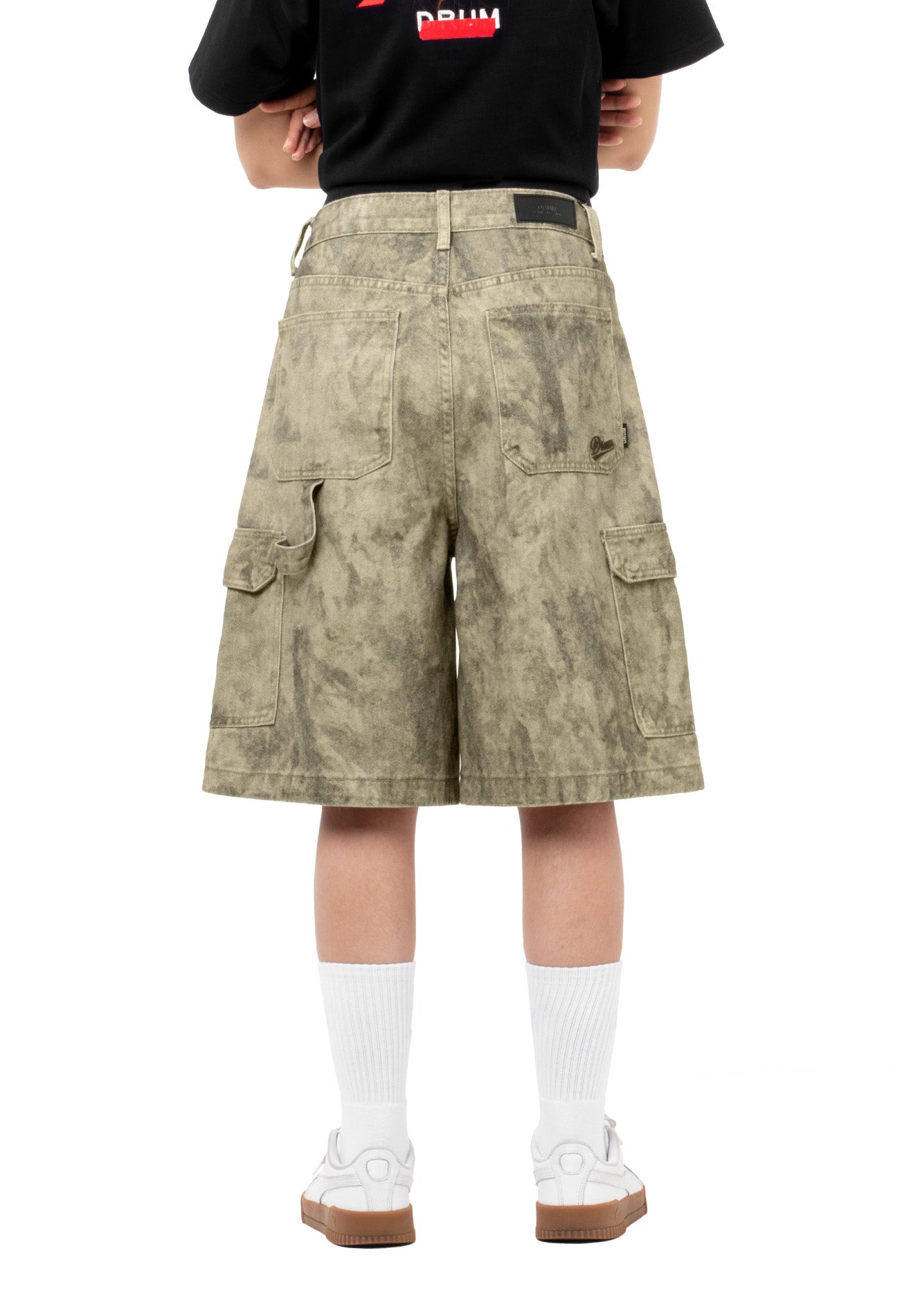 DRUM SELECT Digital Print Cargo Jorts- Khaki