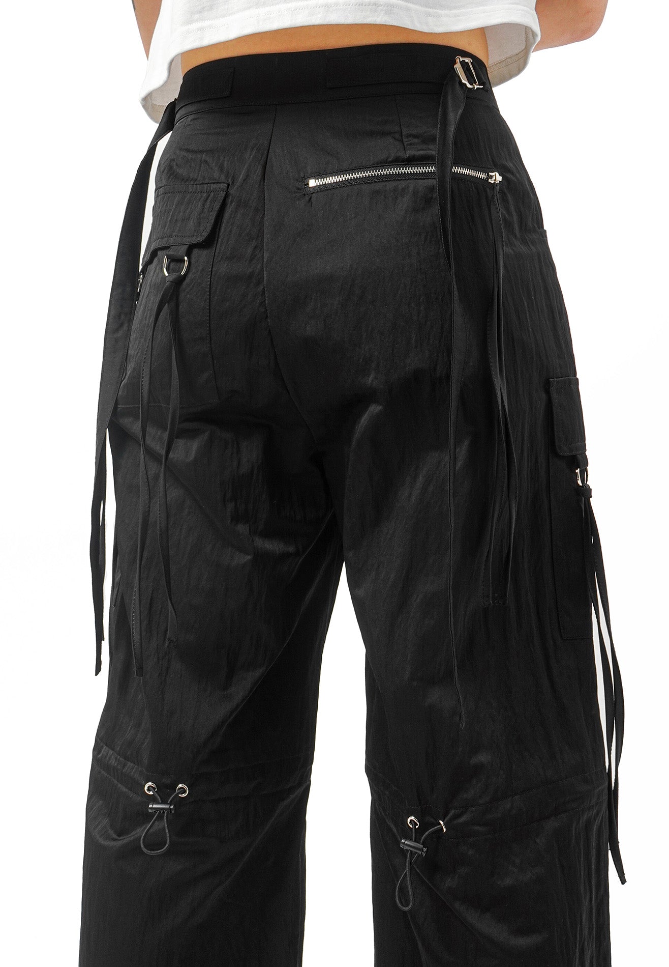 DRUM SELECT Ladies Reflective details Cargo Pants- Black
