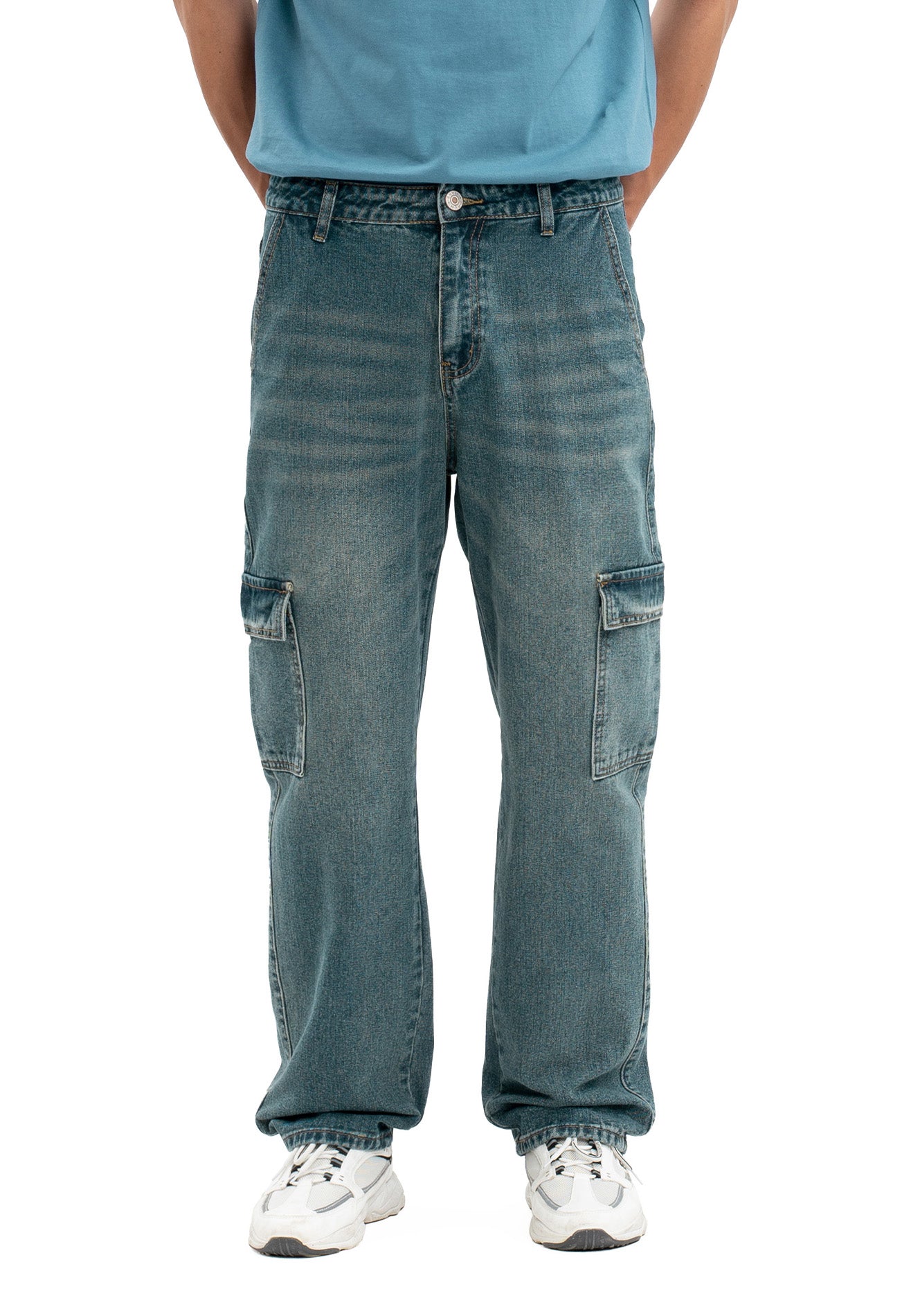 DRUM SELECT 2 Pockets Detailed Straight Cut Cargo- Blue