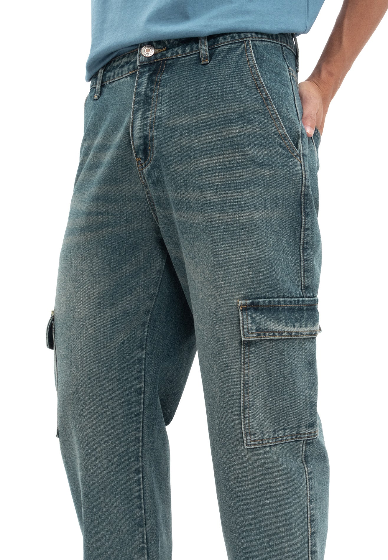 DRUM SELECT 2 Pockets Detailed Straight Cut Cargo- Blue