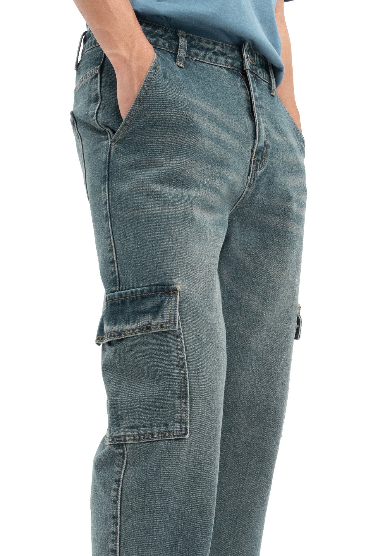 DRUM SELECT 2 Pockets Detailed Straight Cut Cargo- Blue