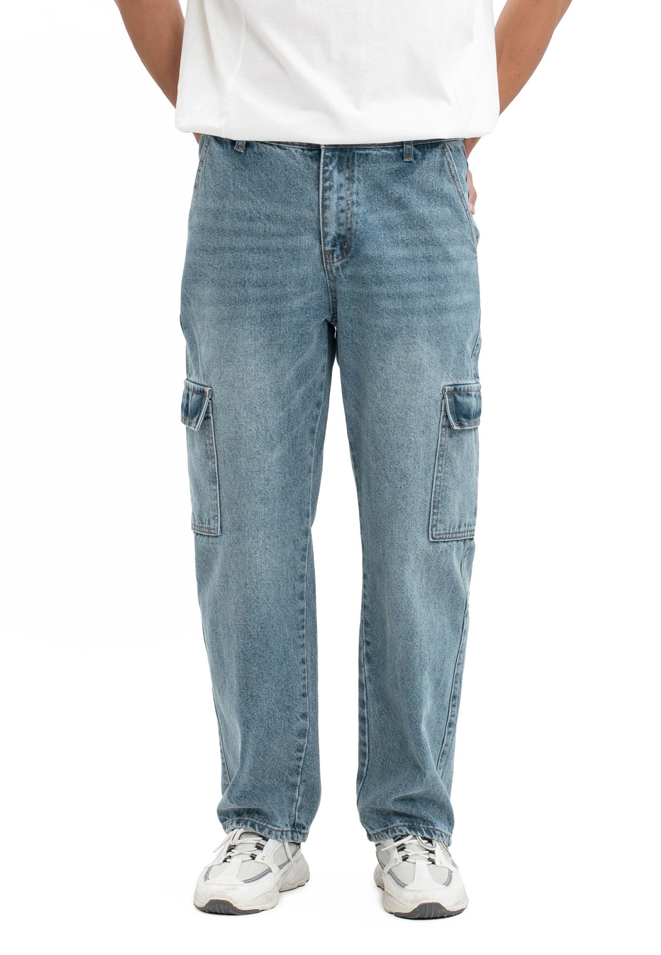 DRUM SELECT 2 Pockets Detailed Straight Cut Cargo- Light Blue