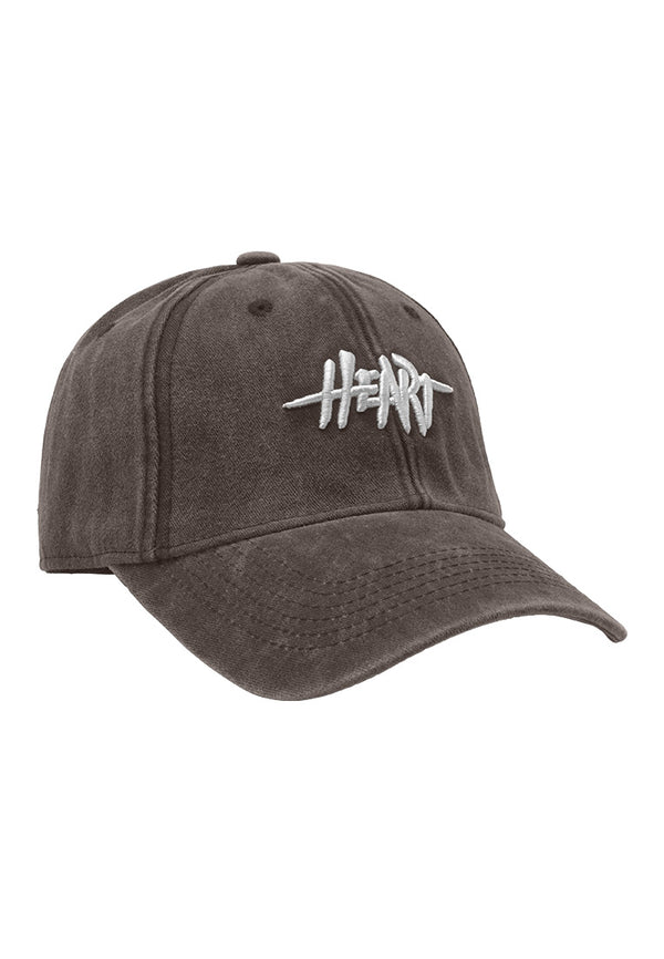 DRUM Heart Emboidery Washed Tone Cap- Brown