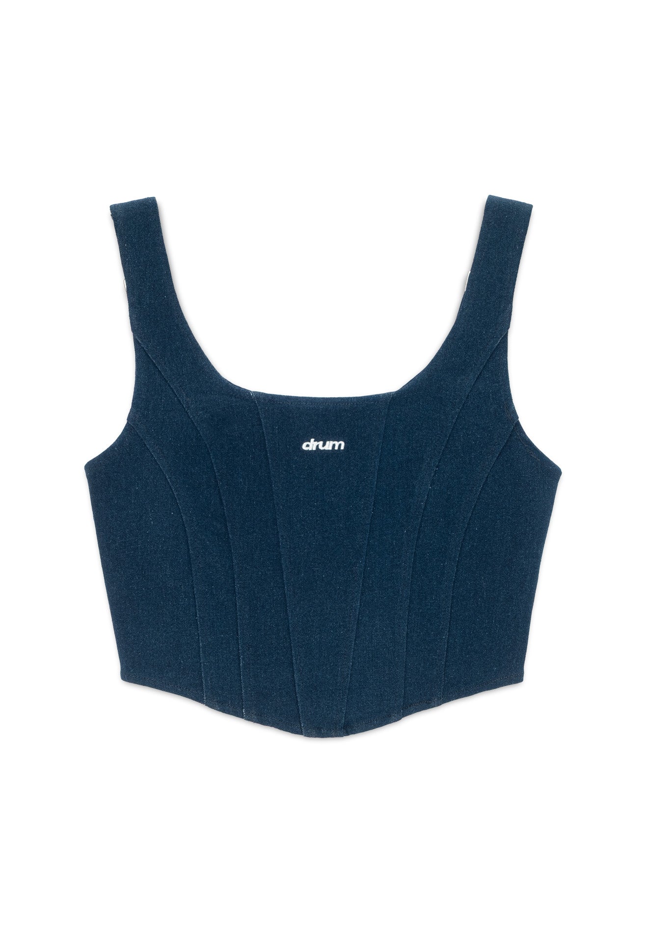 DRUM S. Woman Denim Corset Crop Top- Dark Blue