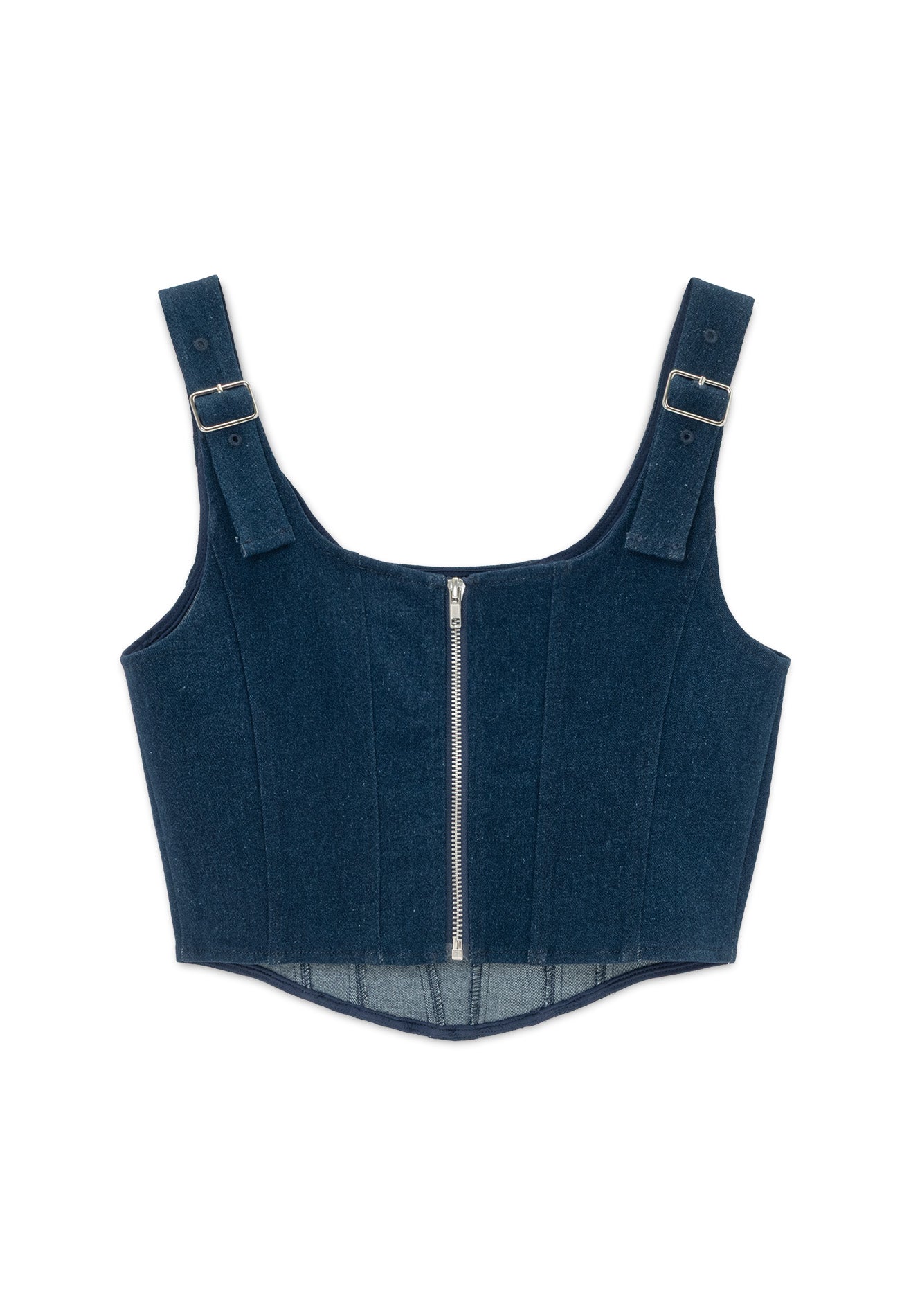 DRUM S. Woman Denim Corset Crop Top- Dark Blue