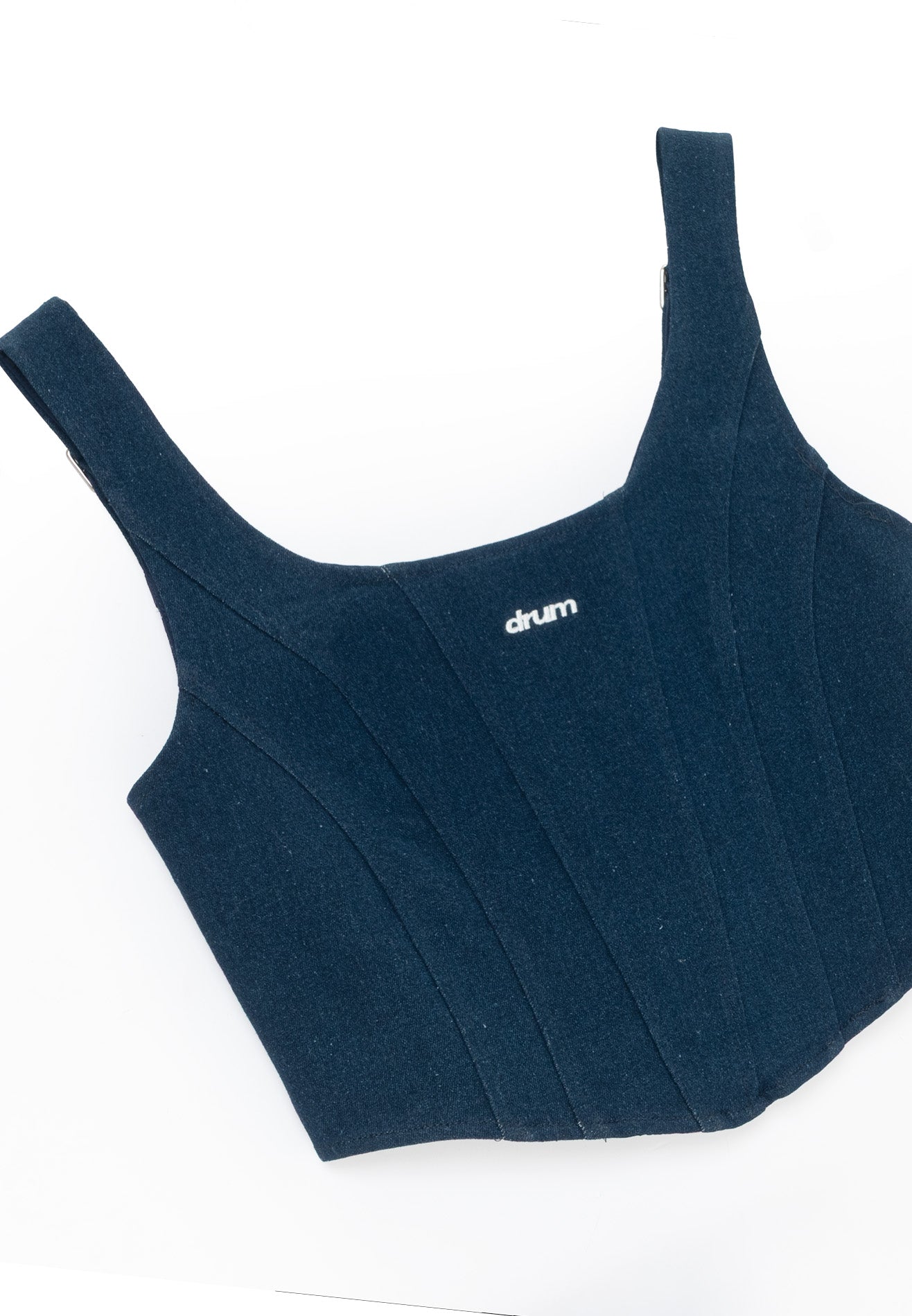 DRUM S. Woman Denim Corset Crop Top- Dark Blue