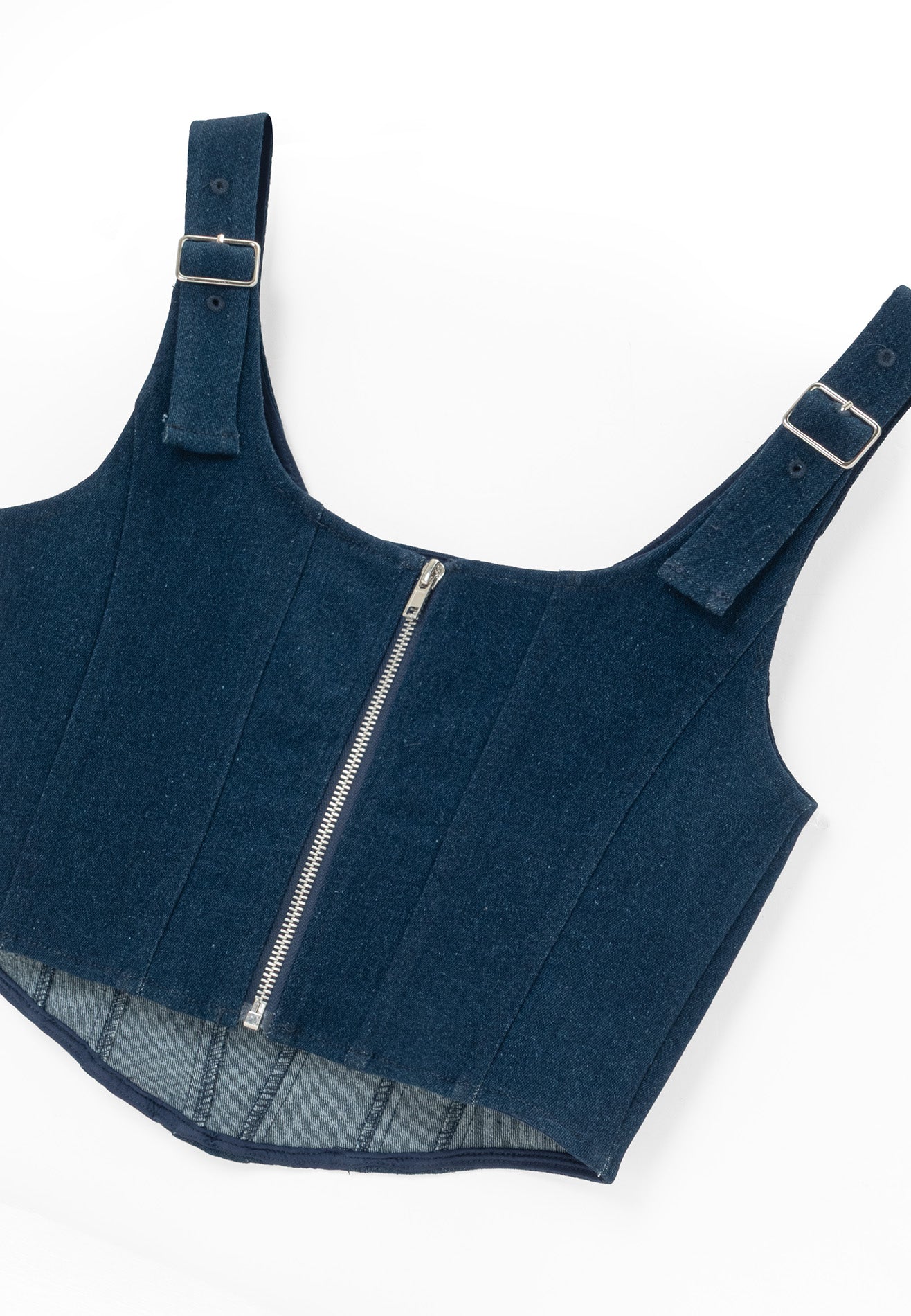 DRUM S. Woman Denim Corset Crop Top- Dark Blue