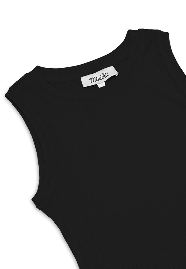 Plain Bodycon Midi Dress- Black