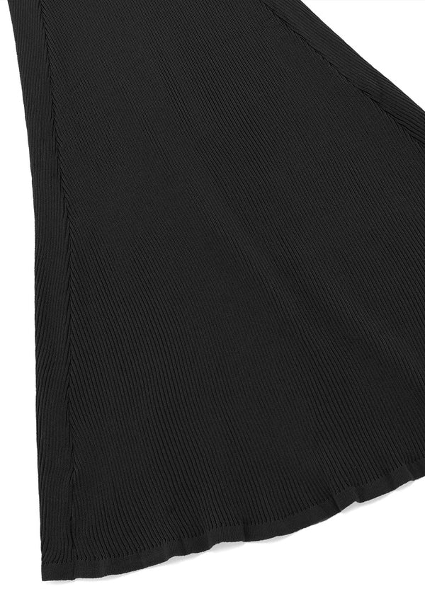 Casual Flare Knit Dress- Black