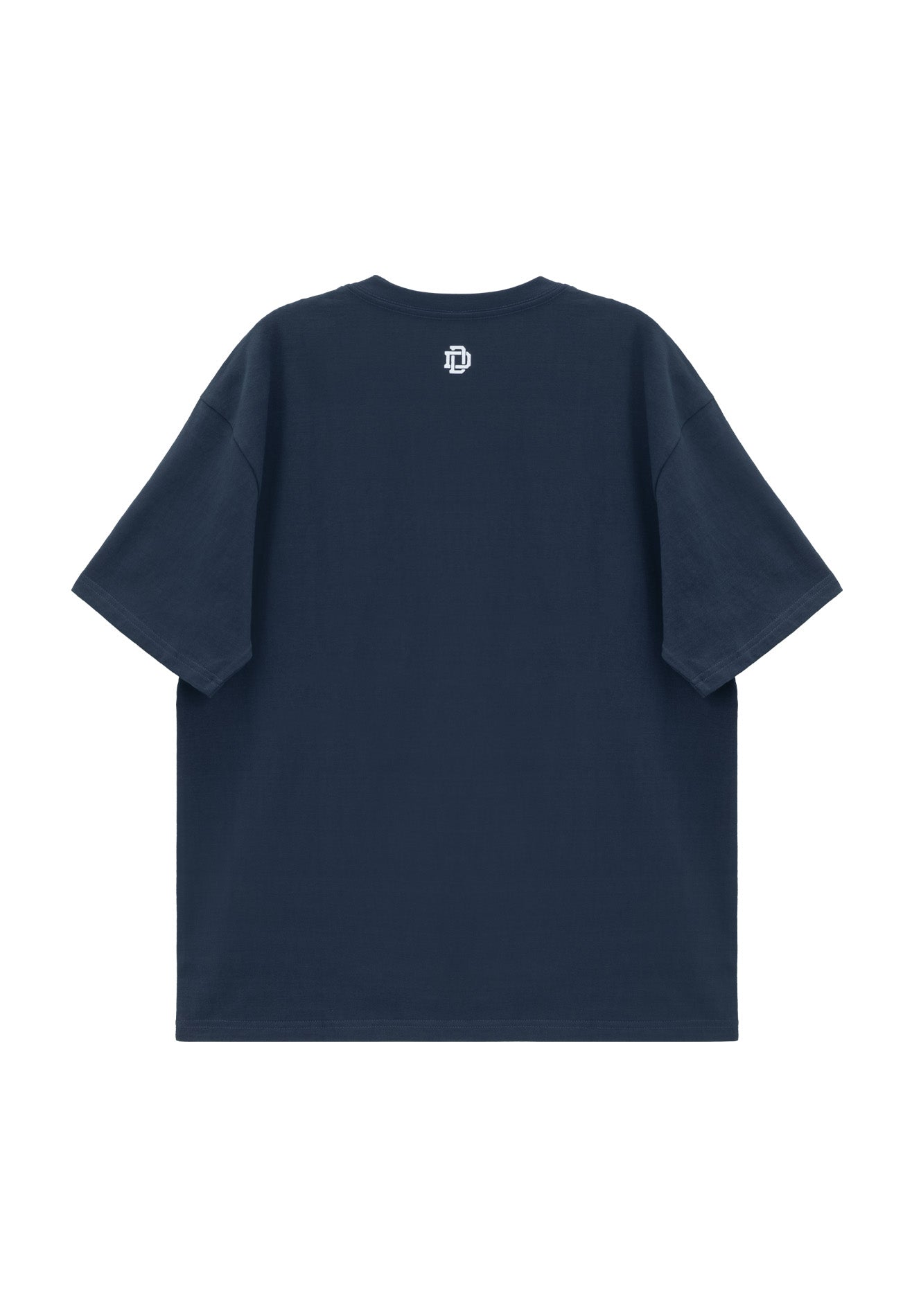 DRUM E. Logo Puff Print Relaxed Fit Tee- Navy