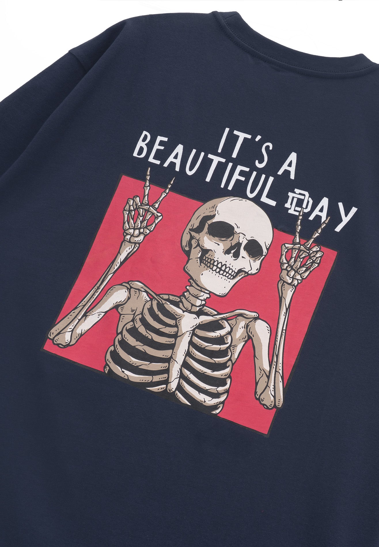 DRUM E. Beautiful Day Relaxed Fit Tee- Navy
