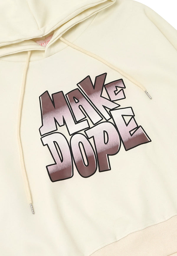 Make Dope Contrast Colour Sleeve Hoodie- White