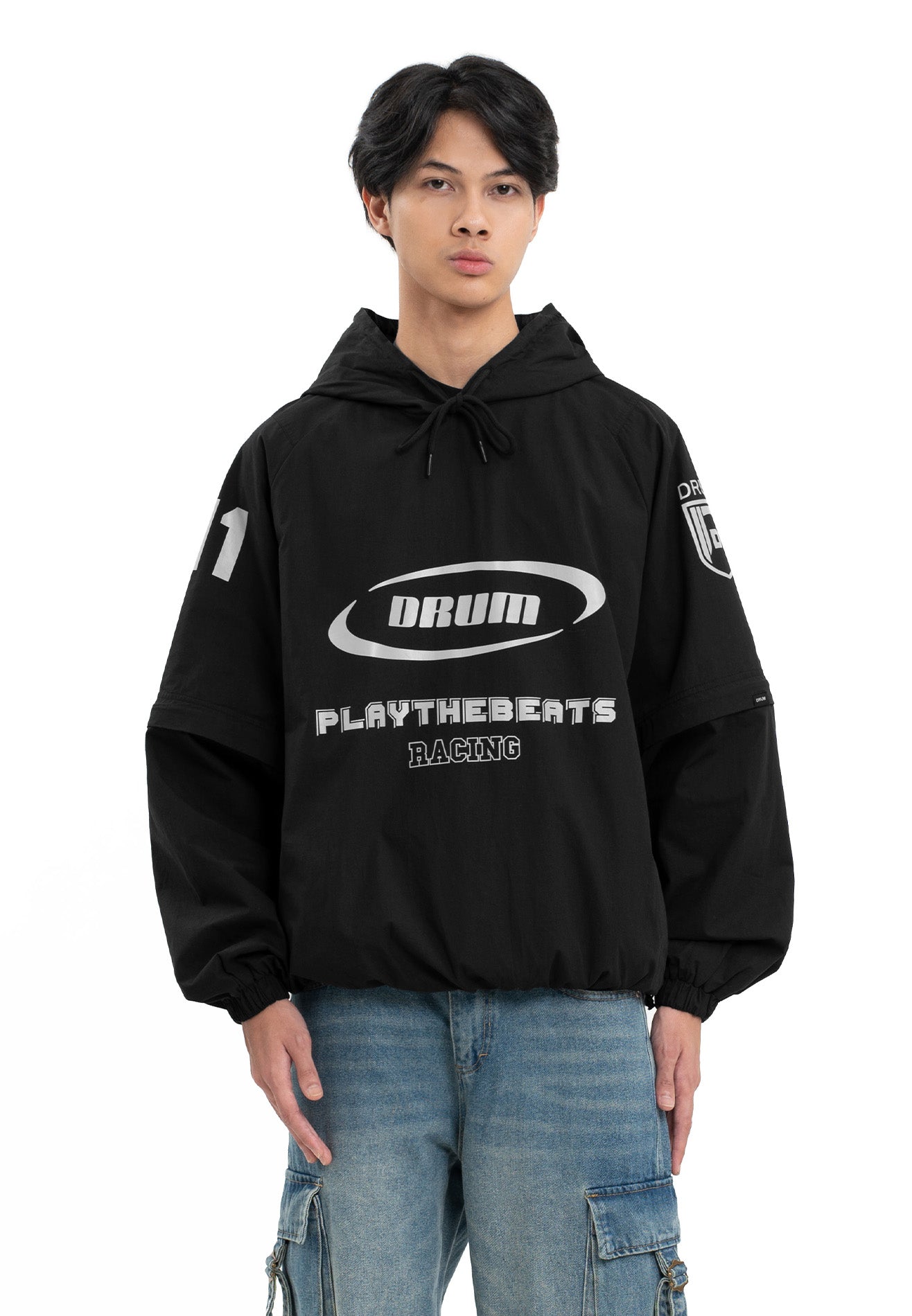 Select Racing Collection Detachable Sleeve Reflective Hoodie- Black