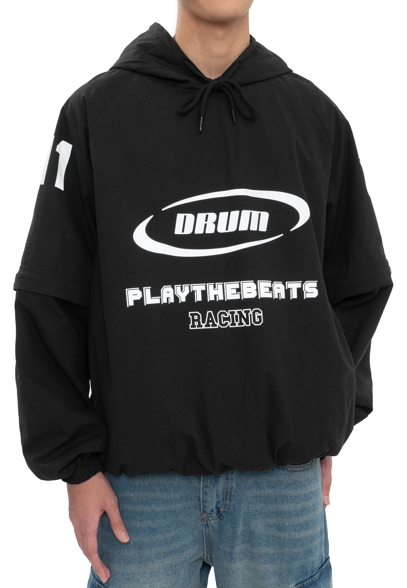 Select Racing Collection Detachable Sleeve Reflective Hoodie- Black